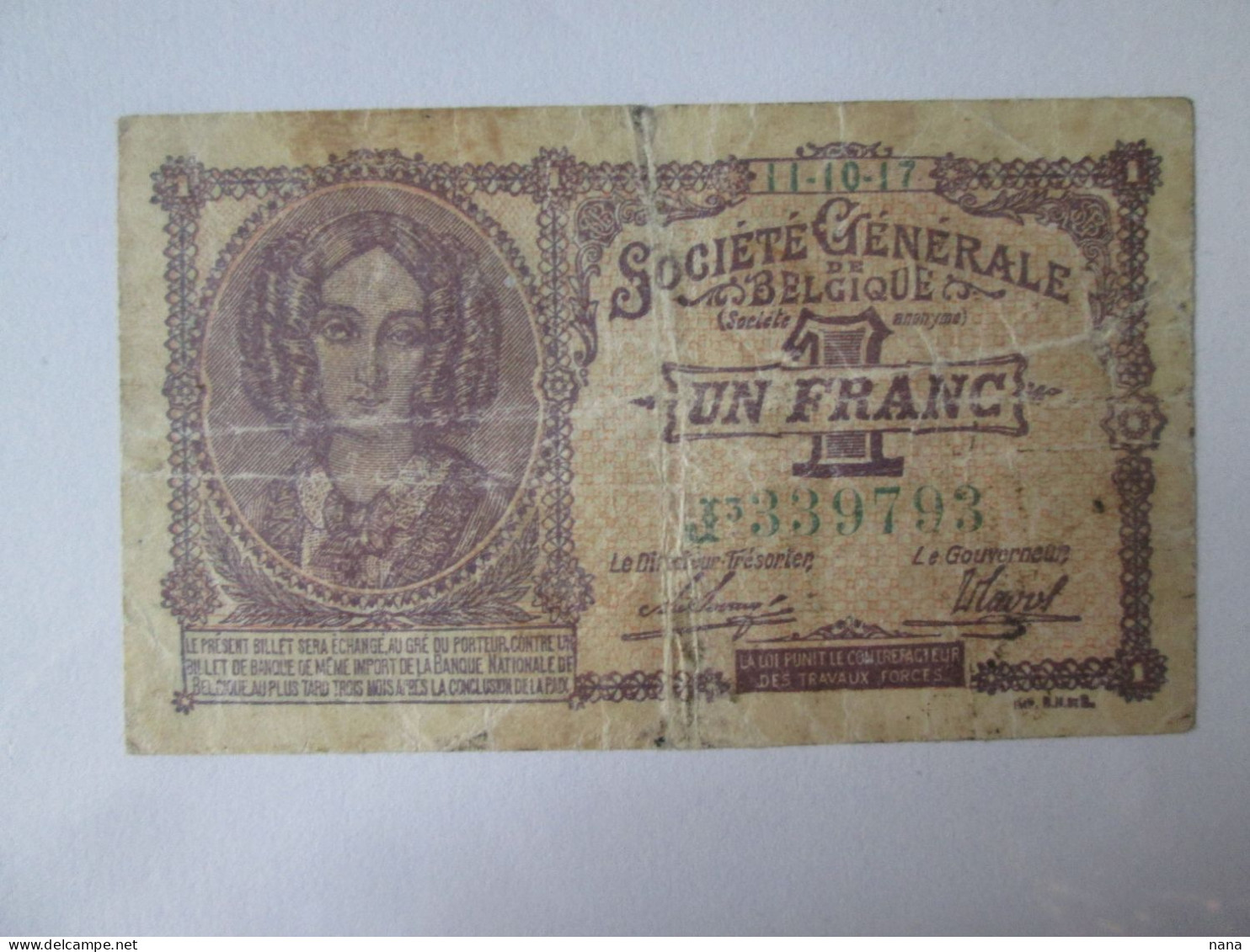 Rare! Belgium/Belgique 1 Franc 1917 Banknote,see Pictures - Otros & Sin Clasificación
