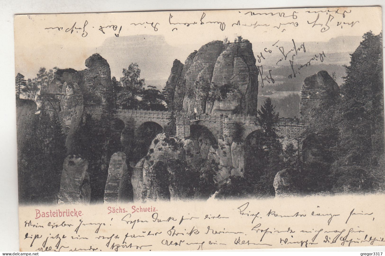 C8449) Sächs. Schweiz - BASTEI - Basteibrücke - Tolle Alte DETIAL AK - 20.8.1904 Gel. Dresden Nach Muskau - Bastei (sächs. Schweiz)