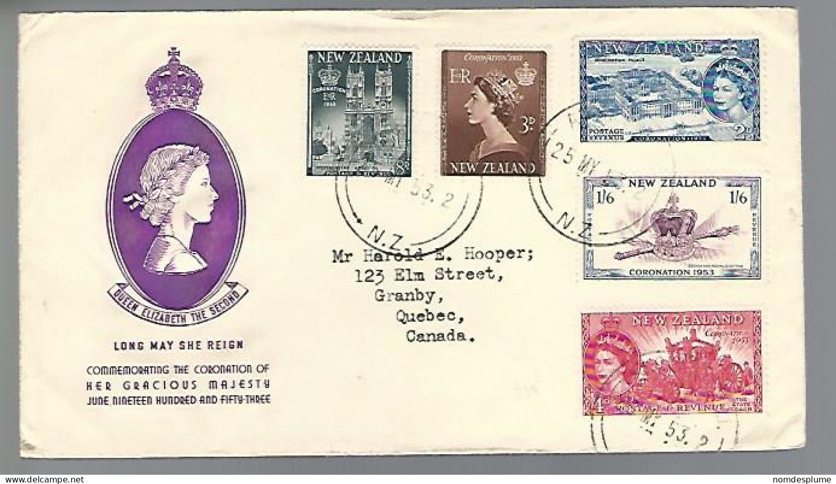 58092)  New Zealand Postmark Cancel 1953 To Canada - Brieven En Documenten