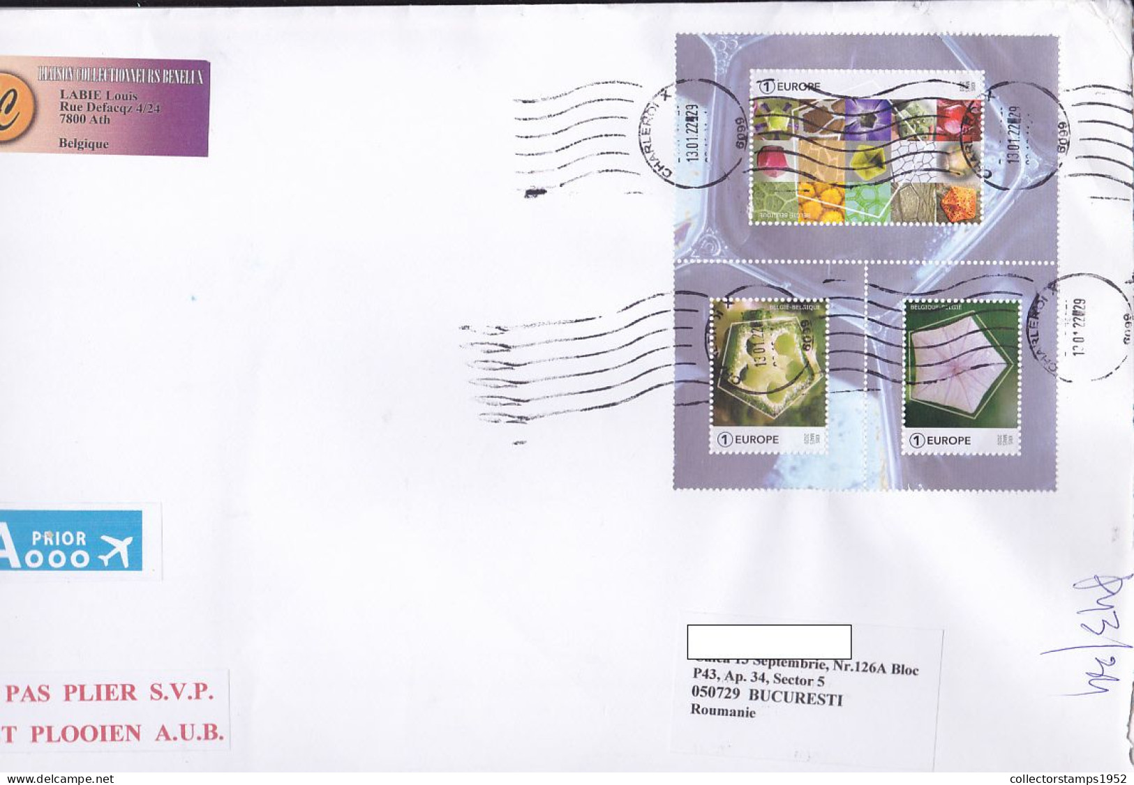 GEOMETRY IN NATURE- THE PENTAGON, FINE STAMPS ON COVER, 2022, BELGIUM - Covers & Documents