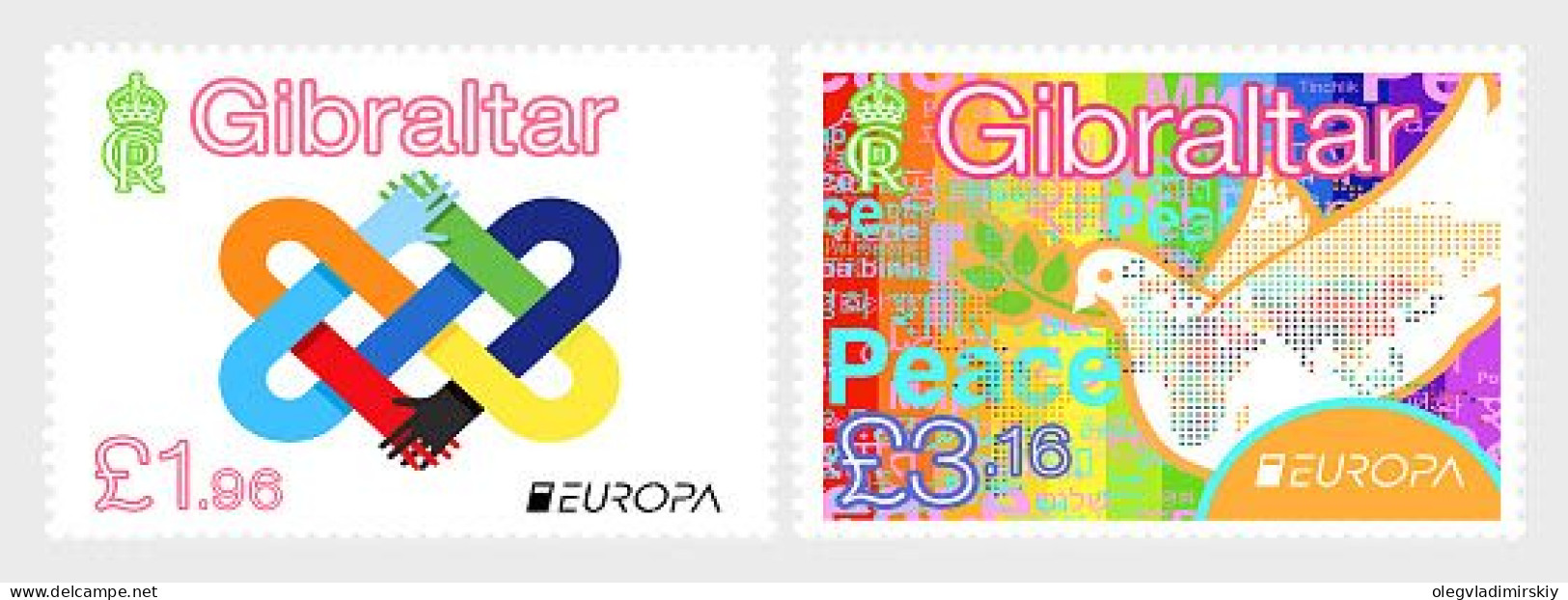 Gibraltar 2023 Europa CEPT Peace Set Of 2 Stamps Mint - 2023