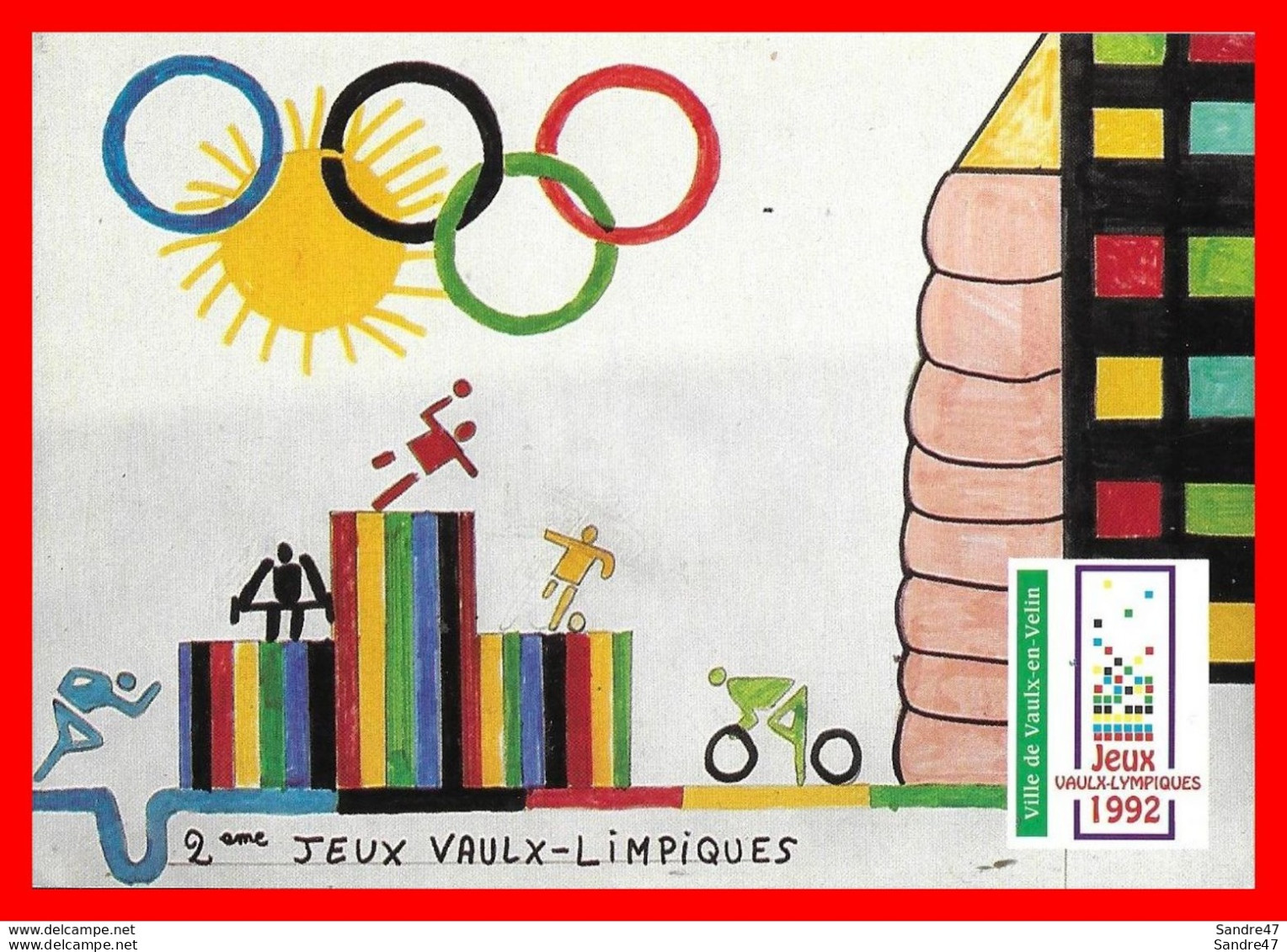 CPSM/gf (69)  VAULX-en-VELIN. "Jeux Vaulx-limpiques 1992" Dessin Primé De L'école A. Makarenko...*1948 - Vaux-en-Velin