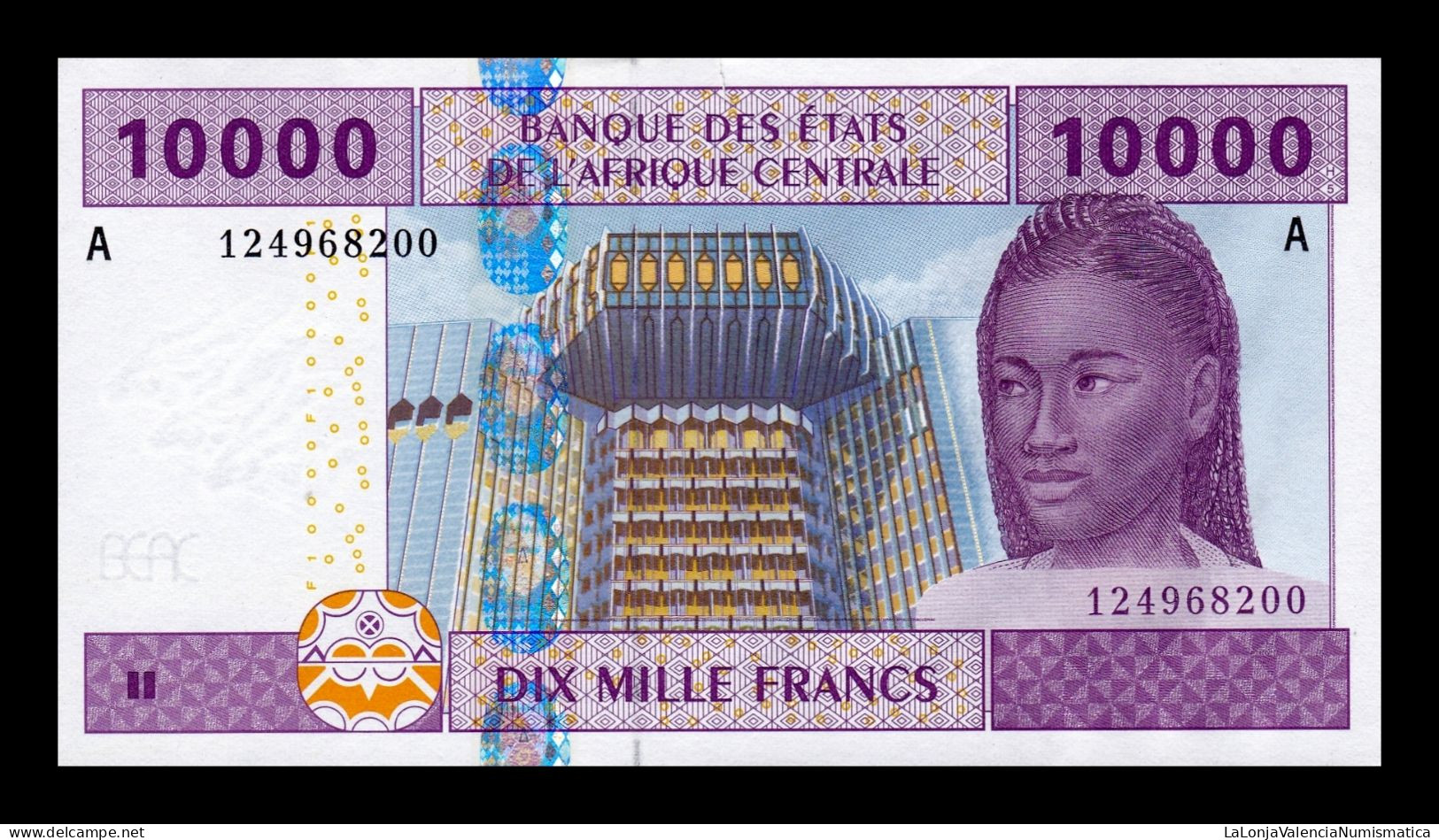 Estados África Central Central African St. Gabón 10000 Francs 2002 Pick 410Aa Sc Unc - Gabon