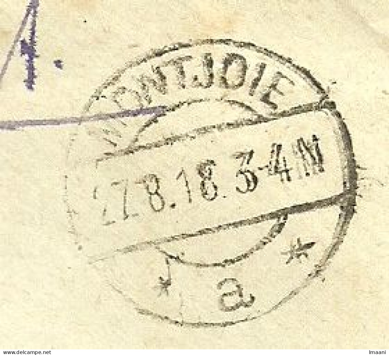 Brief (Feldpost) Met Duitse Brugstempel MONTJOIE Op 27/8/18  (B10458) - OC55/105 Eupen & Malmédy