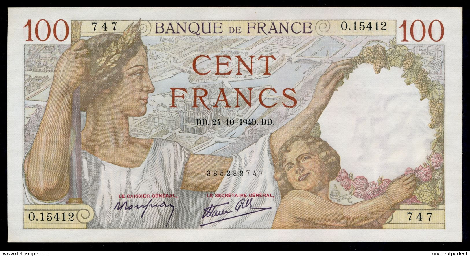 France 100 SULLY  24/10/1940  NEUF UNC Parfait - 100 F 1939-1942 ''Sully''