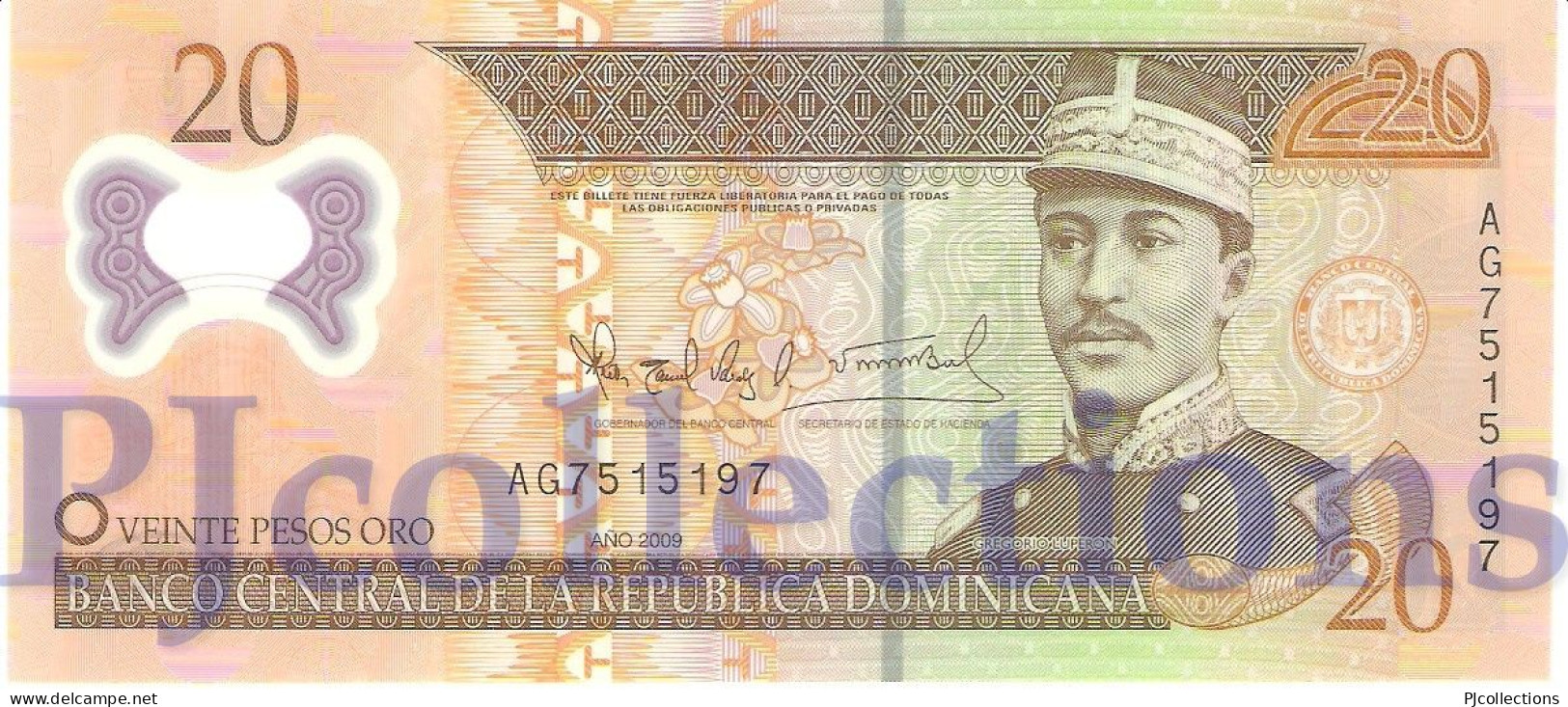 LOT DOMINICAN REPUBLIC 20 PESOS ORO 2009 PICK 182a POLYMER UNC X 5 PCS - Dominicaine