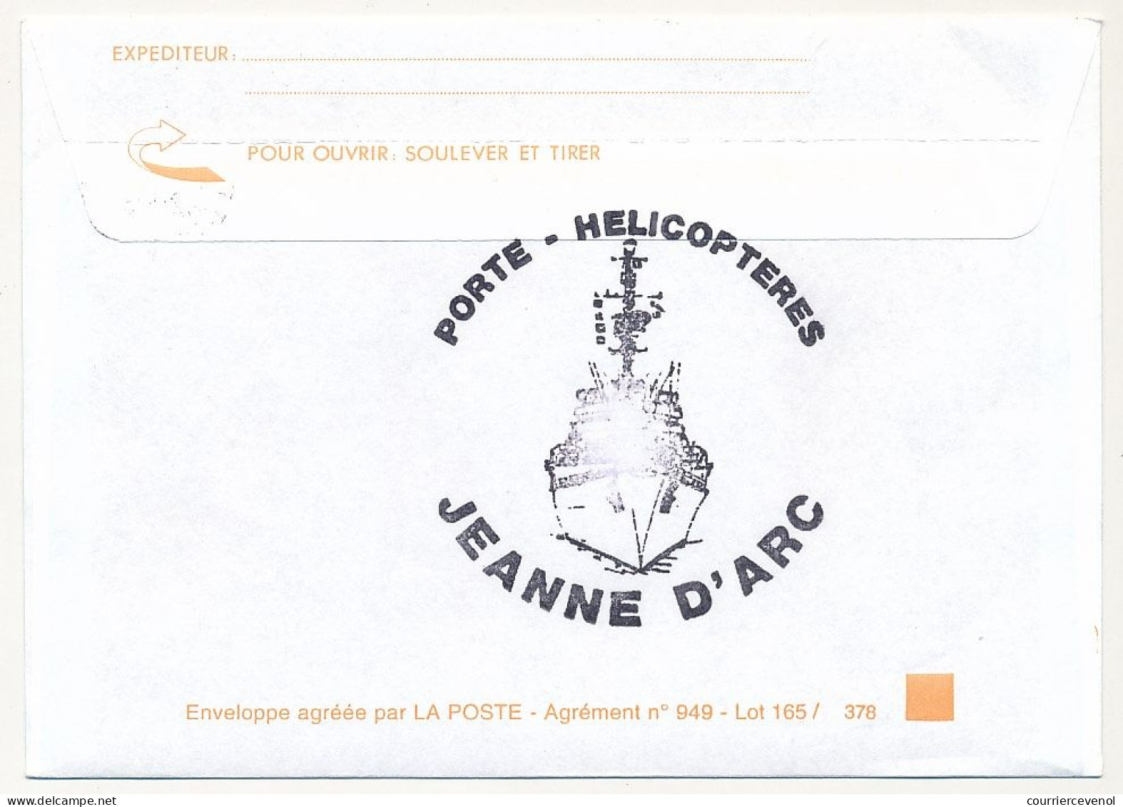 FRANCE - Env. Aff. 0,50 Channel OMEC Porte Hélicoptères Jeanne D'Arc - 40eme Campagne - 6/1/2005 - Scheepspost