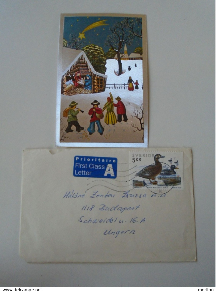 D195118  Cover  Sweden Sverige - Ca 1993  With IPP Card - Flute - Stamp Melanitta Fusca - Smoky Duck - Brieven En Documenten