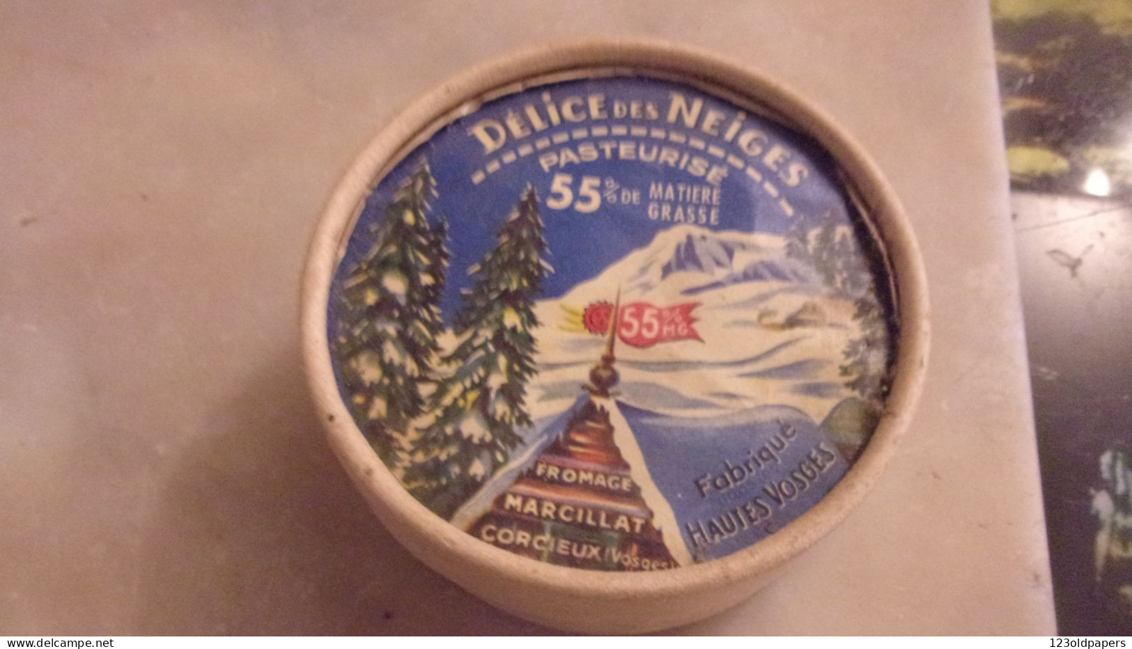 RARE BOITE COMPLETE ETIQUETTE DELICE DES NEIGES FABRIQUE HAUTES VOSGES MARCILLAT CORCIEUX NO CAMEMBERT - Scatole/Bauli