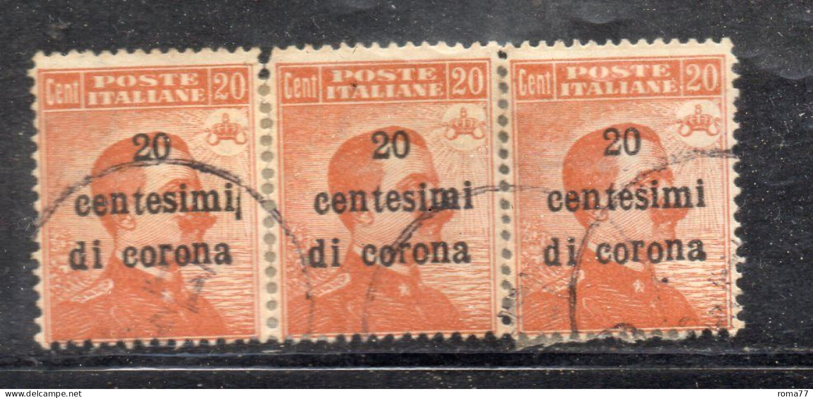 MONK305 - TRENTO TRIESTE 1919 , 20cent/20cent Sassone Usato : Ricostruzione Di Annullo - Trento & Trieste