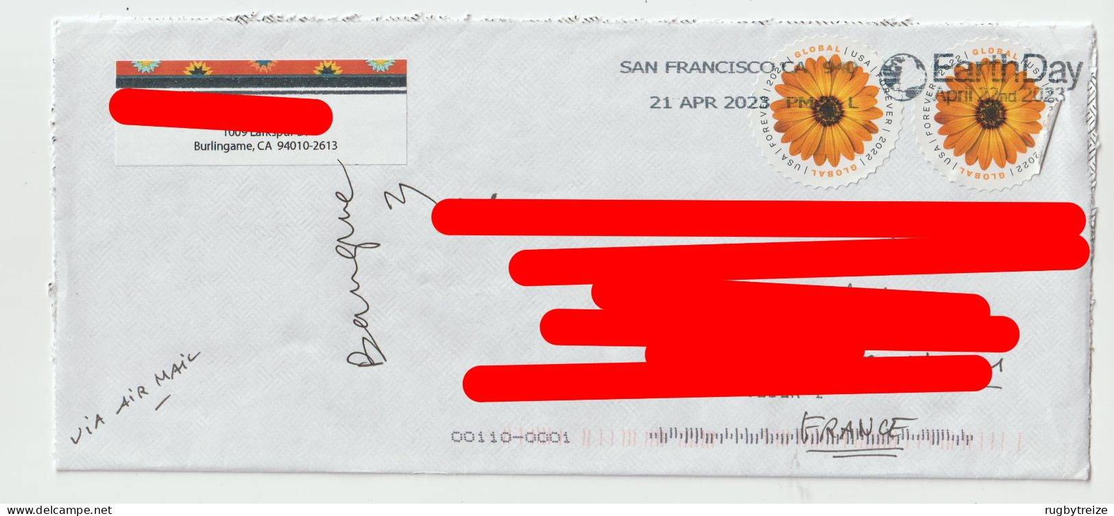 6595 Lettre Cover ETATS UNIS USA SAN FRANCISCO EARTH DAY 2023 TOURNESOL SUNFLOWER - Briefe U. Dokumente