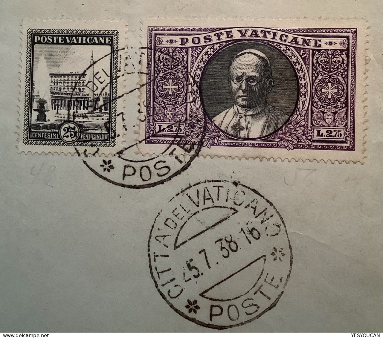 Sa.31, 23 1933 2,75L (Sa.380€) 1938 Lettera>Morlanwelz Belgique (Vatican Vaticano Cover Lettre Italy Italia - Lettres & Documents