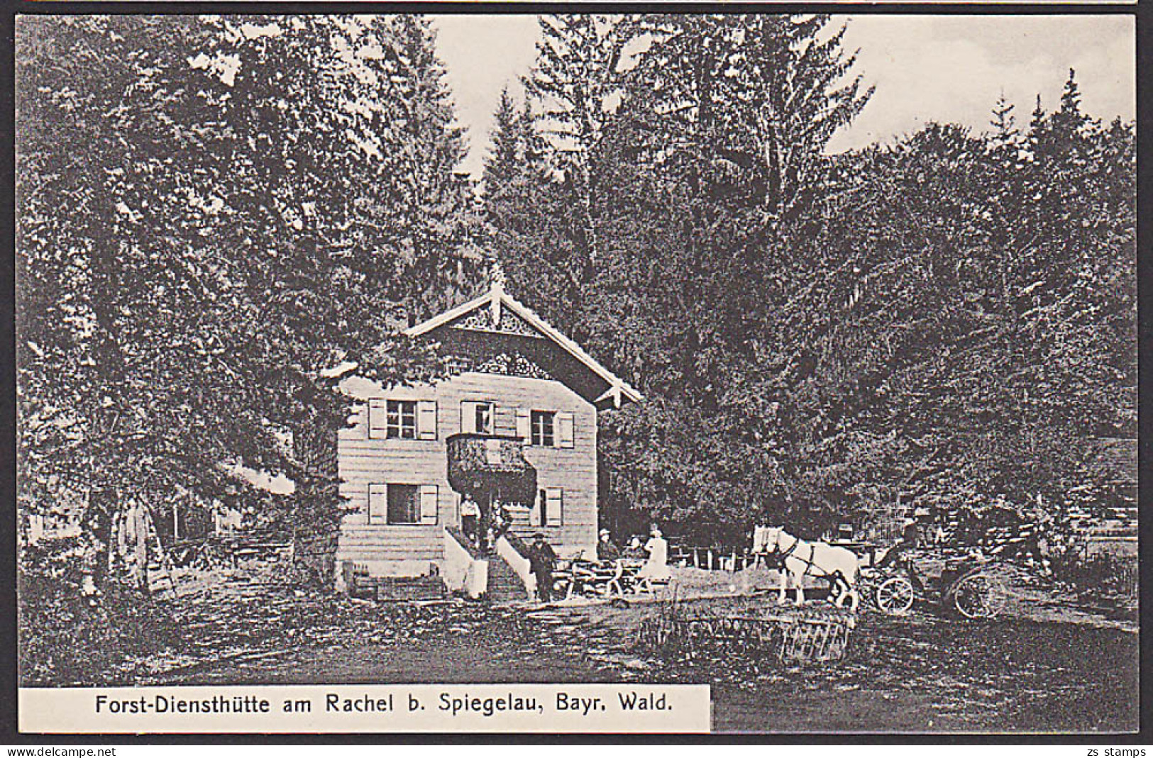 Spiegelau Forstdiensthütte Am Rachel Bay. Wald Um 1910 Mit Pferdekutsche Unbeschrieben Rs. St. Racheldiensthütte - Freyung