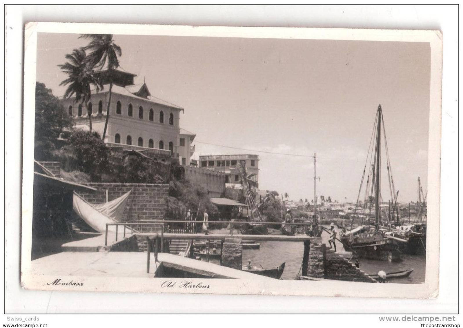 Uganda Kenya Tanganyika USED STAMPS Kenya MOMBASA OLD HARBOUR 1950s Postcard - Kenya