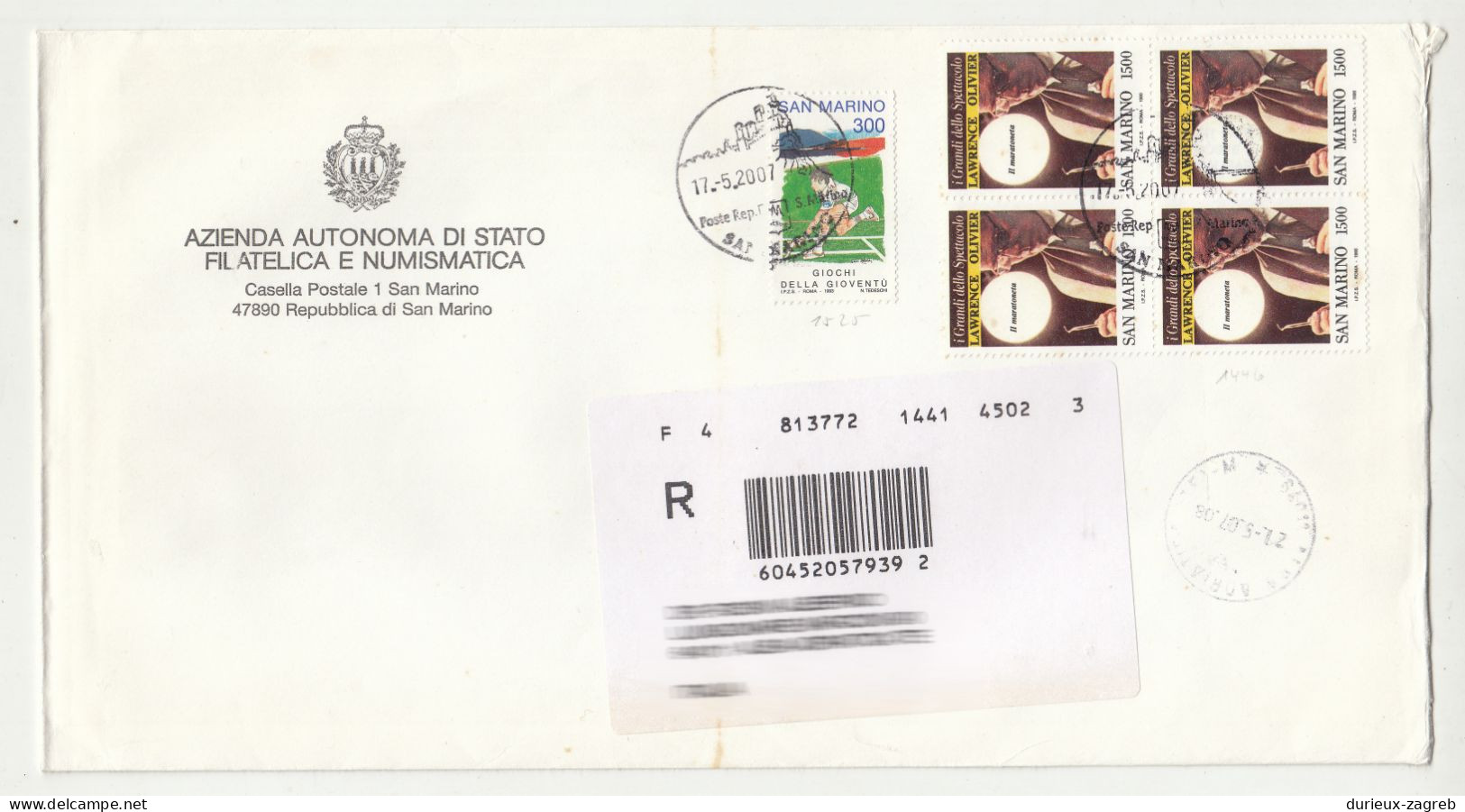 San Marino 4 Large Format Letter Covers Posted Registered 2006-2010 B230510 - Cartas & Documentos