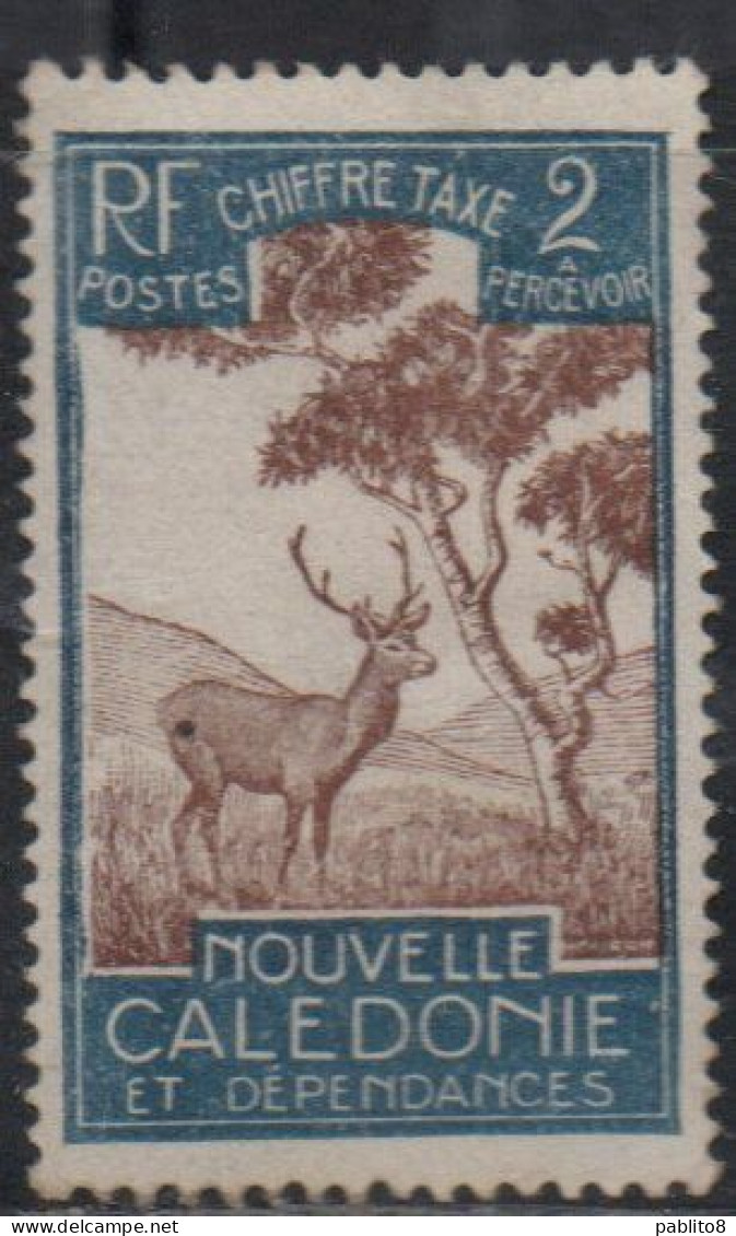 NOUVELLE CALEDONIE NEW NUOVA CALEDONIA 1928 POSTAGE DUE STAMPS TAXE SEGNATASSE MALAYAN SAMBAR 2c MH - Postage Due