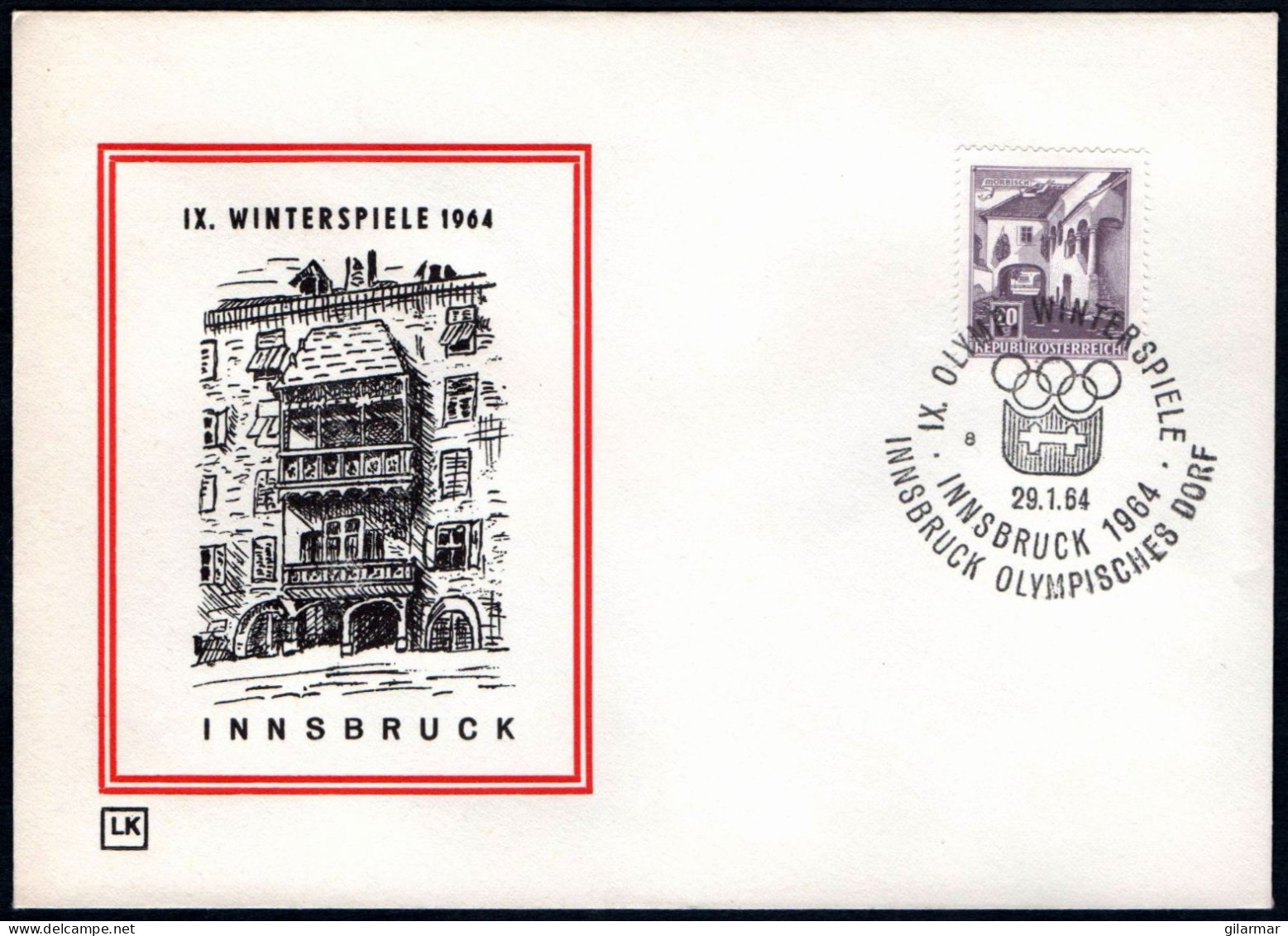 AUSTRIA INNSBRUCK 1964 - OLYMPIC WINTER GAMES INNSBRUCK '64 - OLYMPIC VILLAGE - CANCEL # 8 - G - Winter 1964: Innsbruck