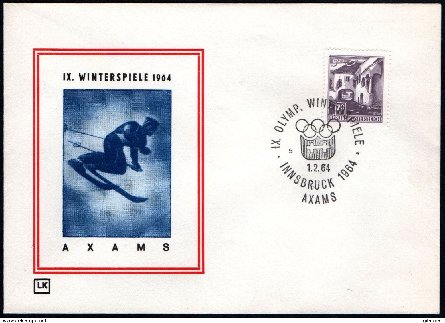 AUSTRIA AXAMS 1964 - IX OLYMPIC WINTER GAMES - INNSBRUCK '64 - CANCEL # 5 - G - Hiver 1964: Innsbruck