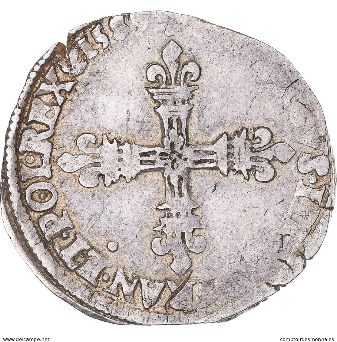 Monnaie, France, Henri III, 1/8 Ecu, 1589, Paris, TB+, Argent, Gadoury:485 - 1547-1559 Henry II