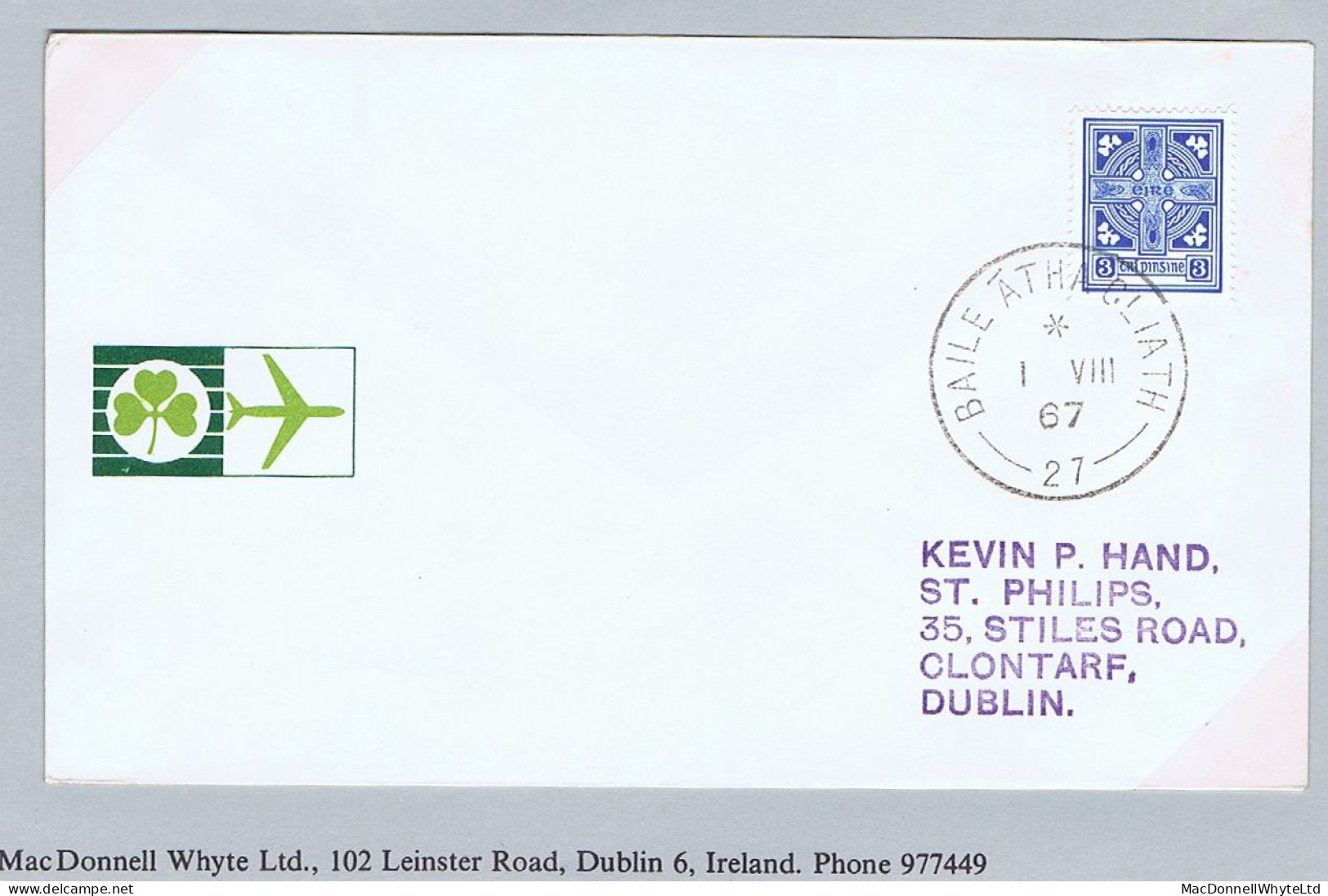 Ireland 1967 Photogravure 3d On First Day Cover, Clear Dublin Cds BAILE ATHA CLIATH 1 VIII 67 - FDC