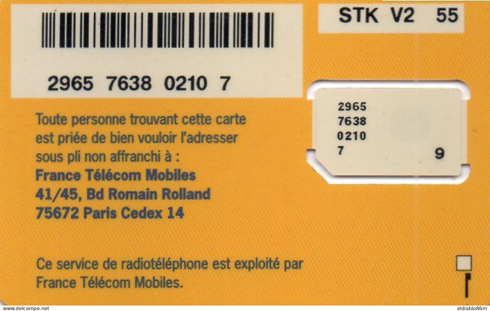 FRANCE - GSM CARD - FRANCE TELECOM MOBILES - OLA ITINERIS - STK V2 - MINT - Mobicartes (GSM/SIM)