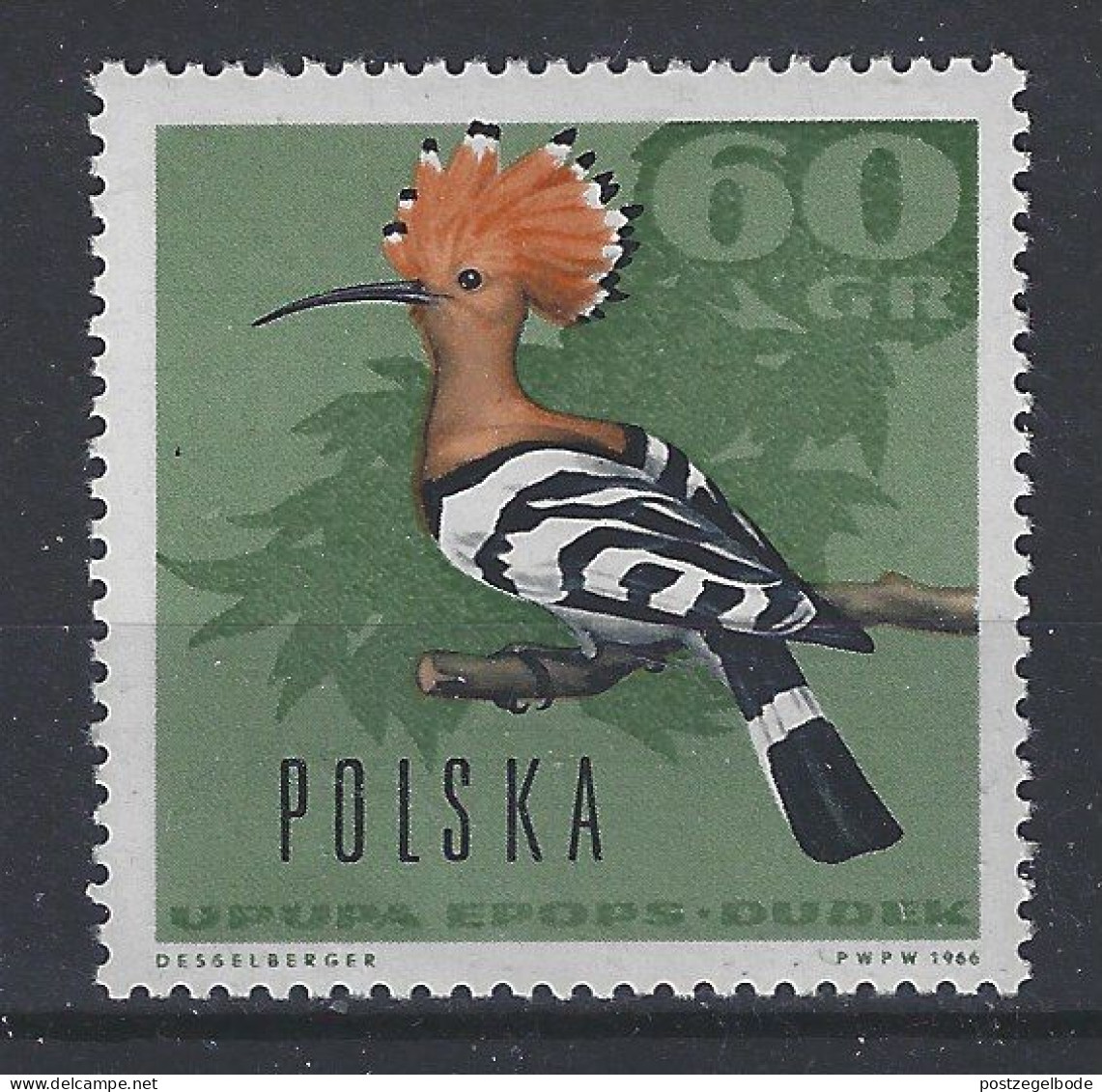 Polen Poland Pologne Polska MNH Hop Hoopoe Huppe NOW MANY BIRD STAMPS FOR SALE - Coucous, Touracos