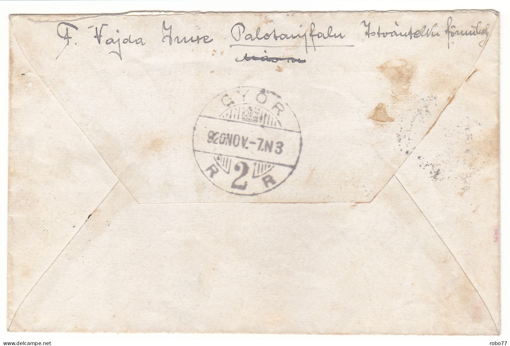 1920 Hungary Air Mail Cover, Letter. Budapest Repulo Posta, Overprint Stamp LEGI POSt.A 12 Korona. Gyor.  (G13c258) - Brieven En Documenten