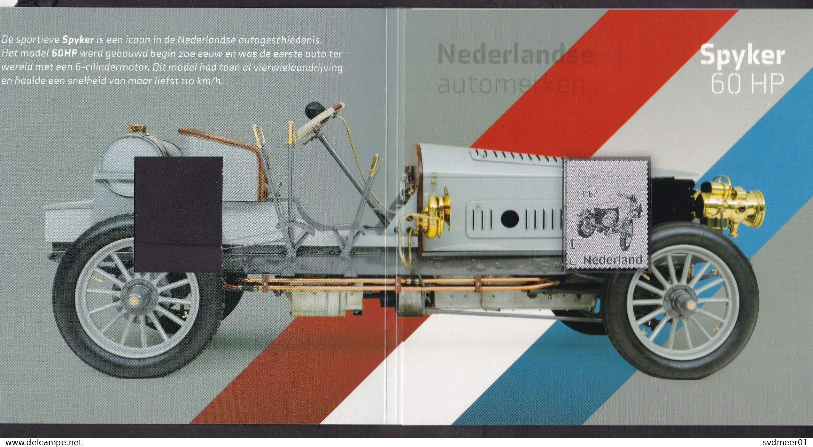 Netherlands: Silver Stamp, 2023, Spyker Classic Car, In Official Presentation Booklet Of Postal Service (traces Of Use) - Lettres & Documents