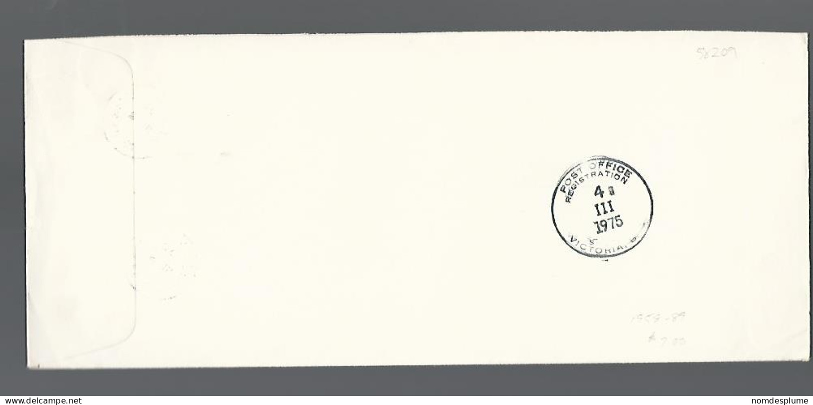 58209) Canada  Registered New Westminster Sub 20  Postmark Cancel 1975 - Einschreibemarken