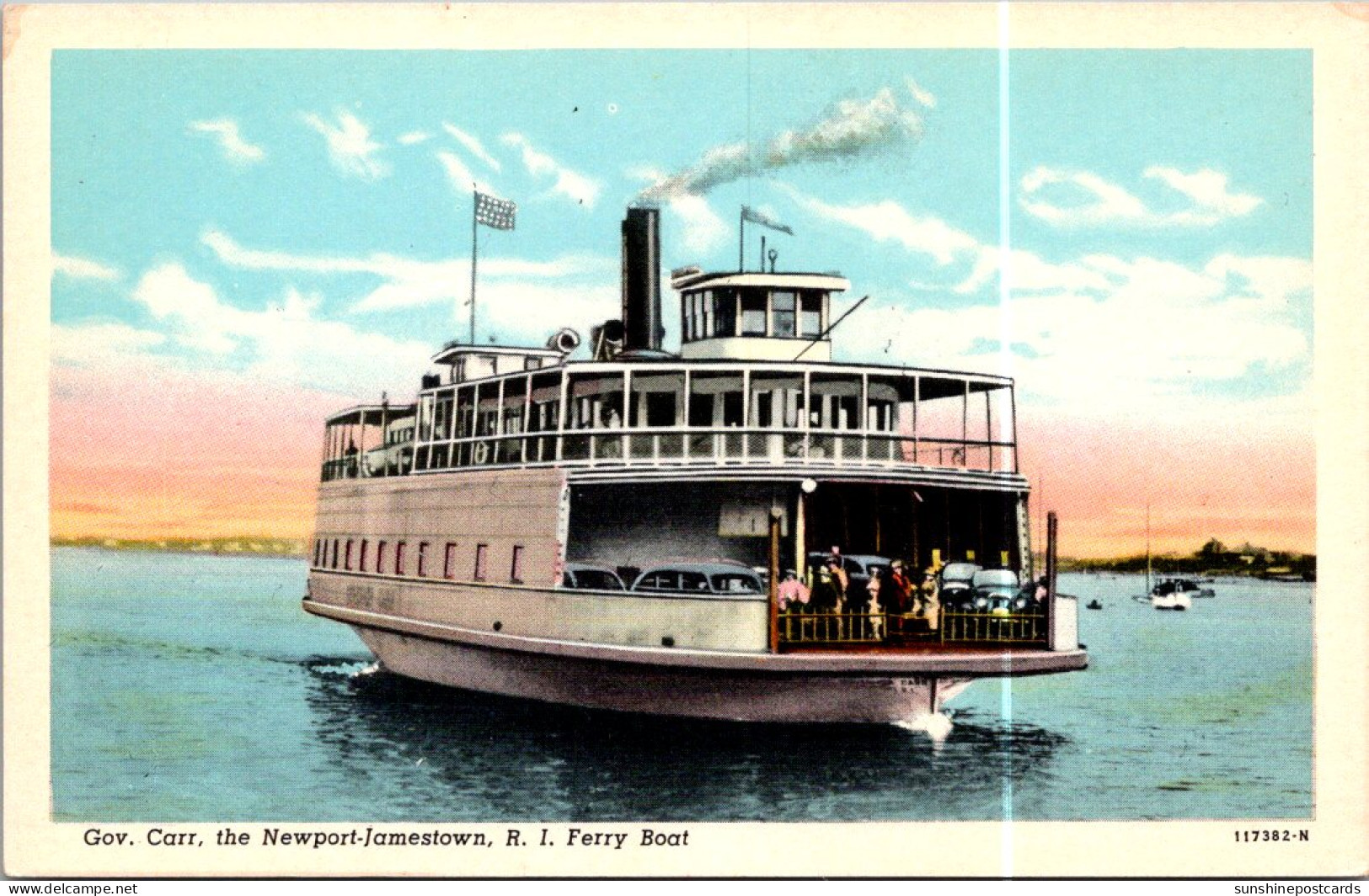 Rhode Island "Governor Carr" The Newport-Jamestown Ferry Boat Curteich - Newport