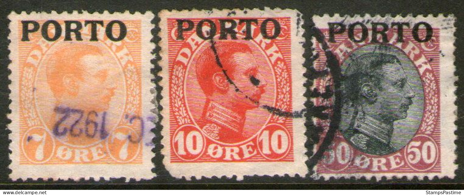 DINAMARCA – DENMARK Serie X 3 Sellos Usados PARA TASA (TAXE) Año 1921 – Valorizada En Catálogo U$S 34.00 - Port Dû (Taxe)