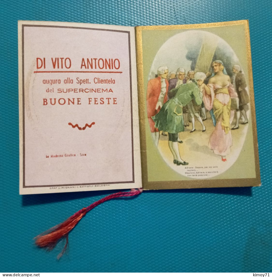 Calendario Adriana Lecouvreur - Di Vito Antonio, Augura Alla Spett. Clientela Del Supercinema Buone Feste - Petit Format : ...-1900