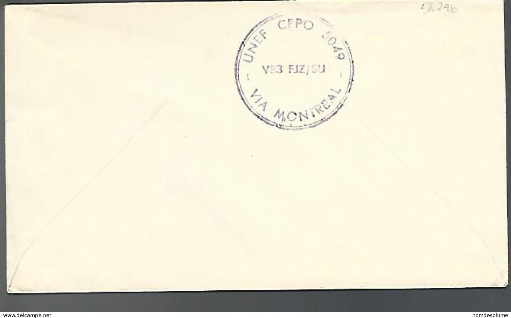 58246) UN Emergency Force Postmark Cancel 1967 Via Montreal CFPO 5049 - Lettres & Documents