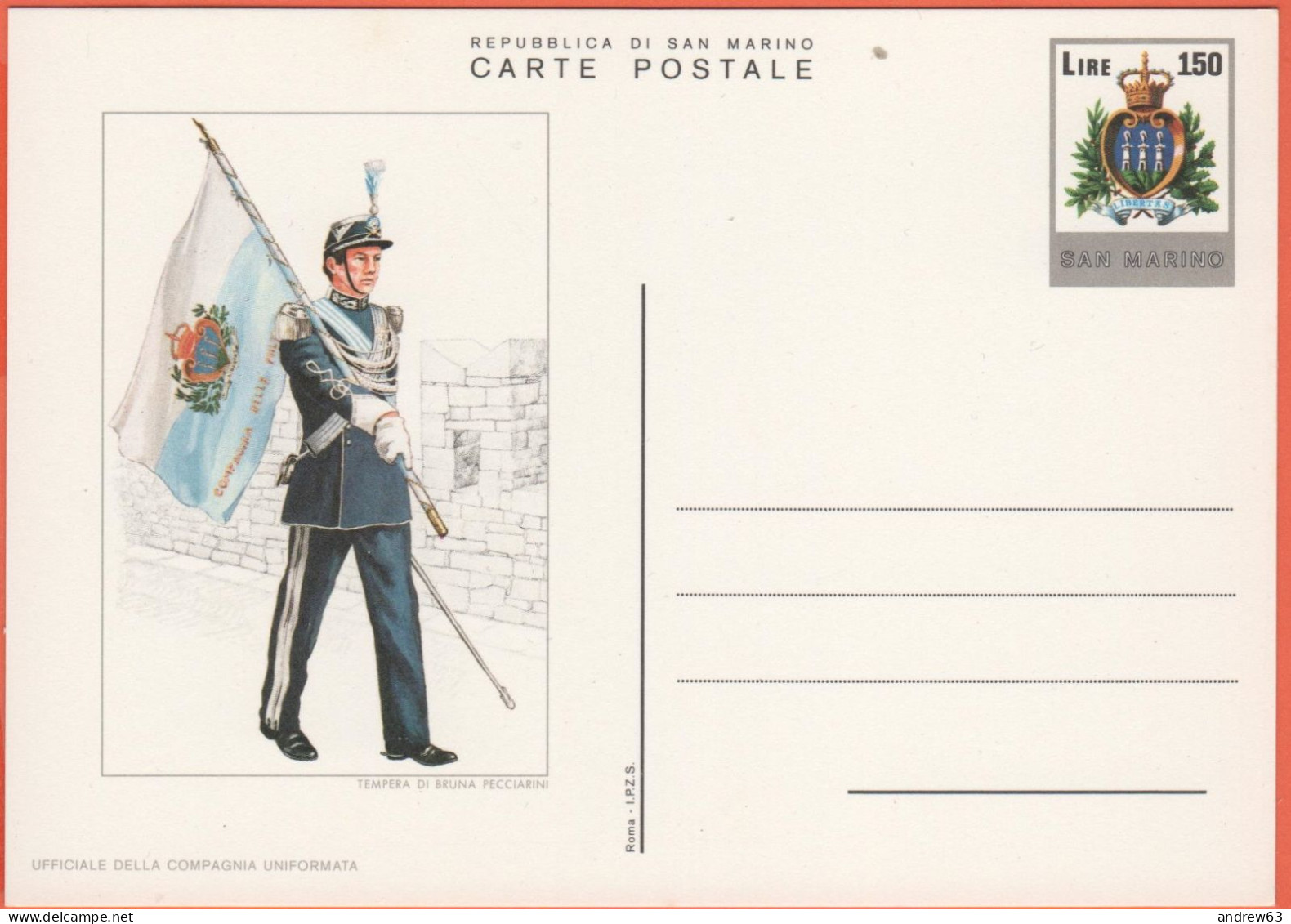 SAN MARINO - 1980 - 150 Uniformi - Ufficiale Della Compagnia Uniformata - Cartolina Postale - Intero Postale - Nuovo - Ganzsachen