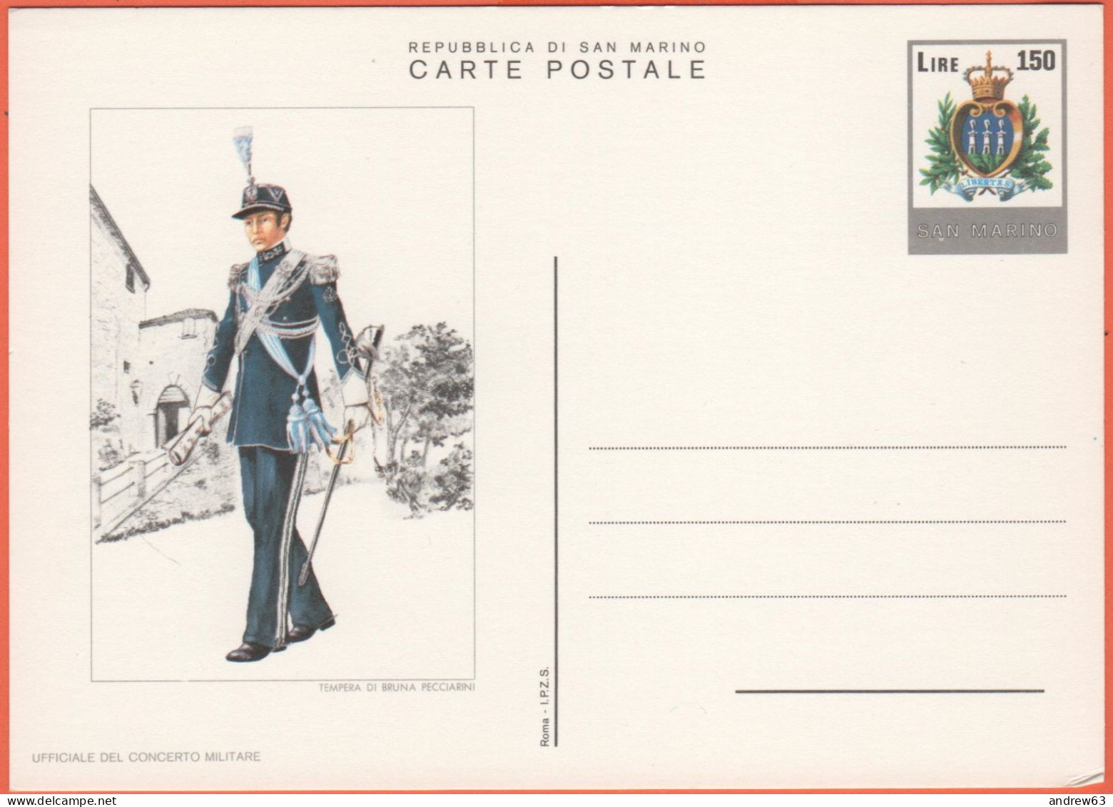 SAN MARINO - 1979 - 150 Uniformi - Ufficiale Del Concerto Militare - Cartolina Postale - Intero Postale - Nuovo - Ganzsachen