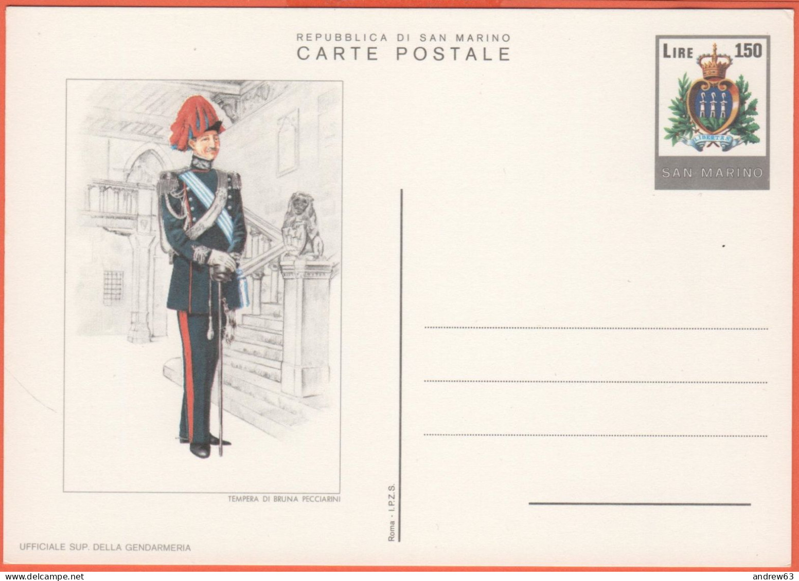 SAN MARINO - 1979 - 150 Uniformi - Ufficiale Superiore Della Gendarmeria - Cartolina Postale - Intero Postale - Nuovo - Interi Postali