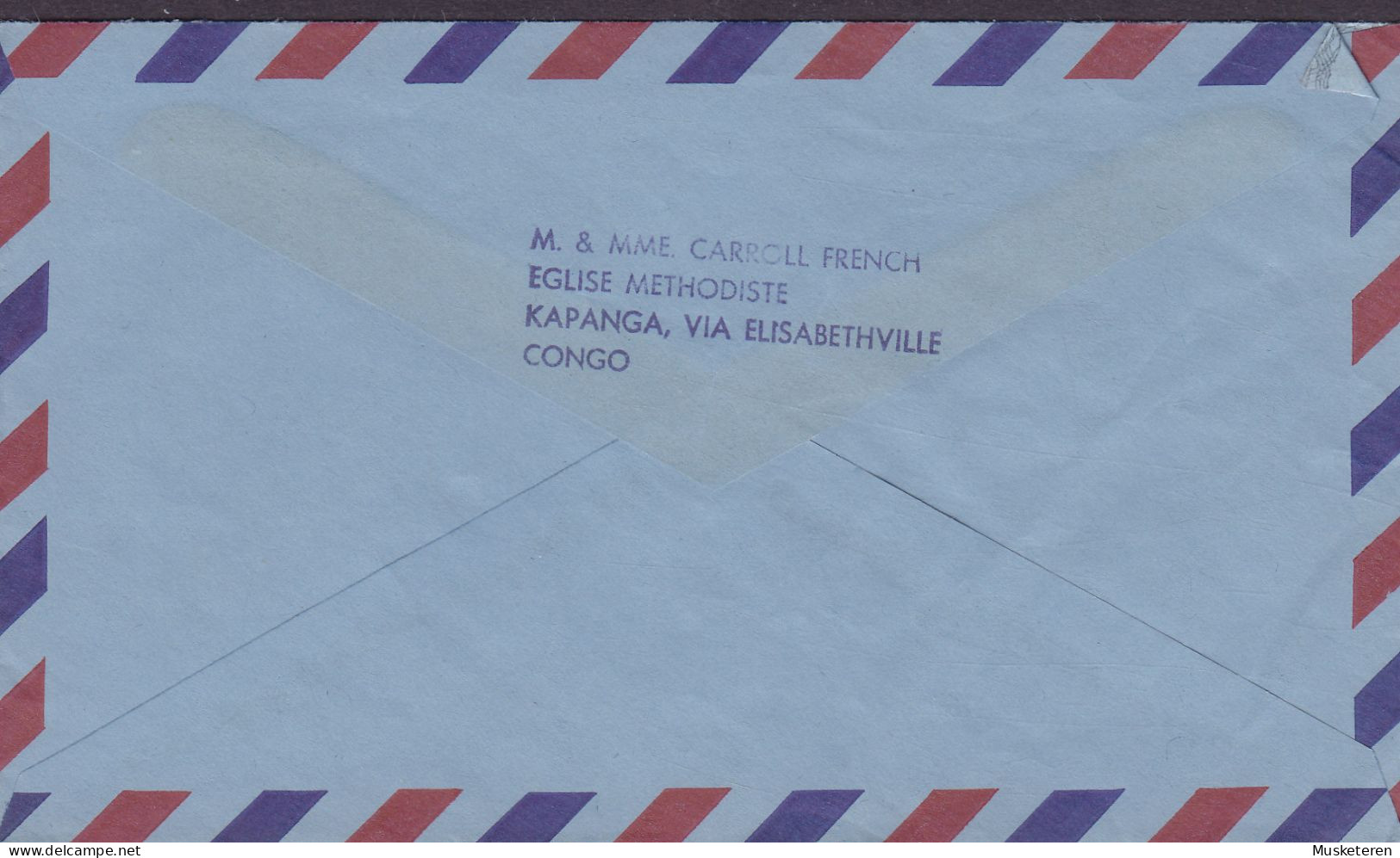 Congo Par Avion Air Mail Lugpos EGLISE METHODISTE , KAPANGA 1966 Cover Brief Lettre Denmark (2 Scans) - Lettres & Documents