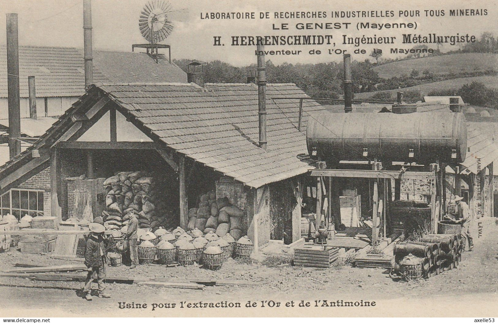 Le Genest 53 (8772) Usine Pour L'extraction De L'Or Et De L'Antimoine, Très Rare - Le Genest Saint Isle