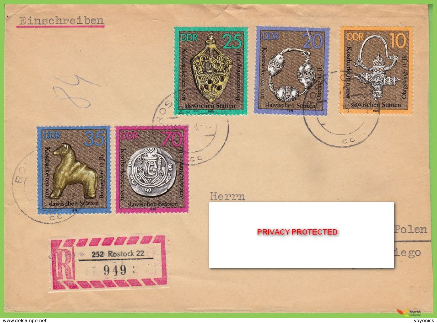 Voyo GERMANY DDR Registered Letter To Poland  August 1978   Mi#2303-2307 - Enveloppes Privées - Oblitérées