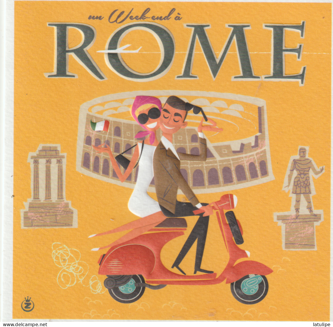 Belle Carte En Relief Depliante 14 X 14  Un Werbend A ROME ( Neuve ) - Transports