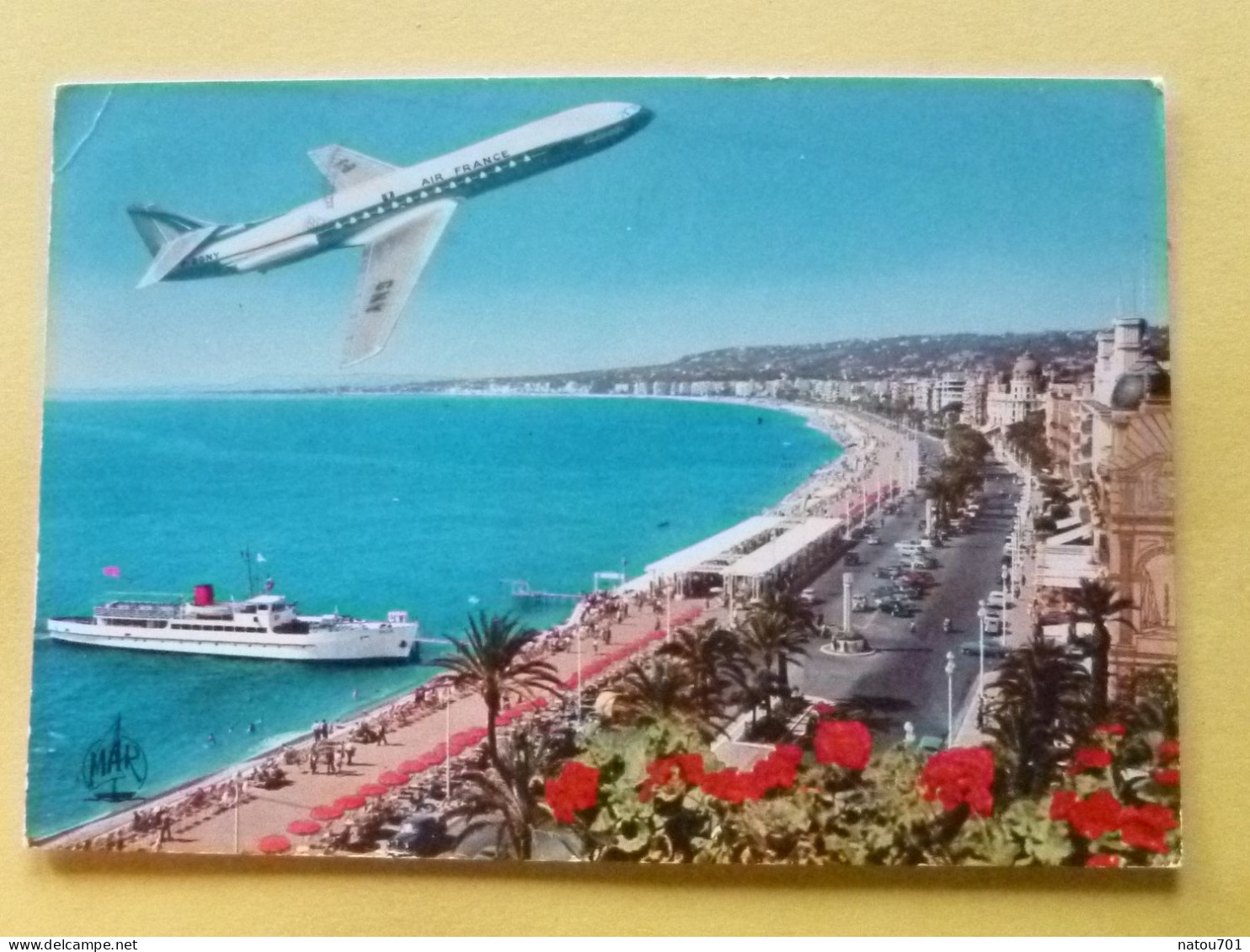 V11-51-39-06-nice- Plage- Avion- Bateau-air France- - Luftfahrt - Flughafen