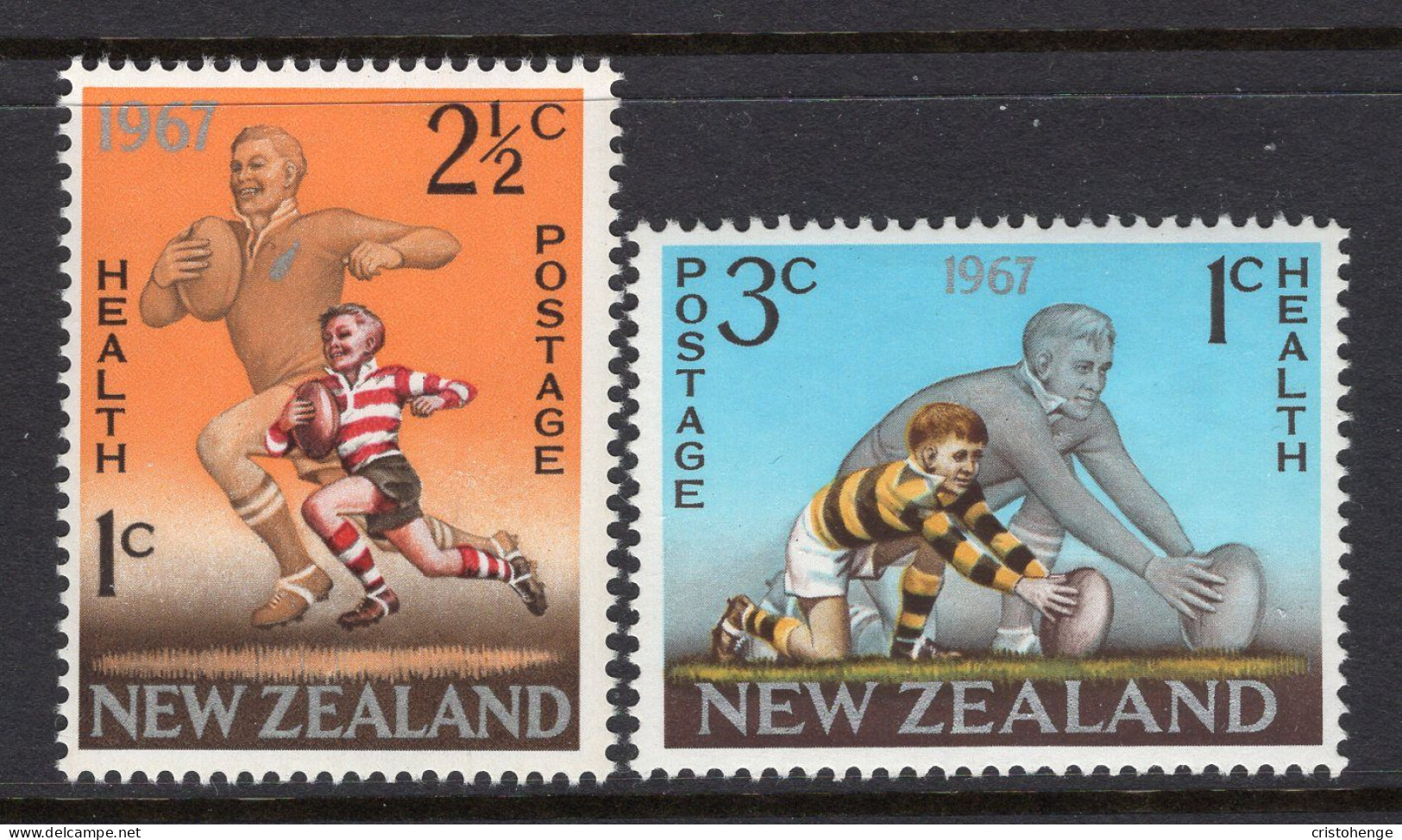 New Zealand 1967 Health - Rugby Set HM (SG 867-868) - Ongebruikt