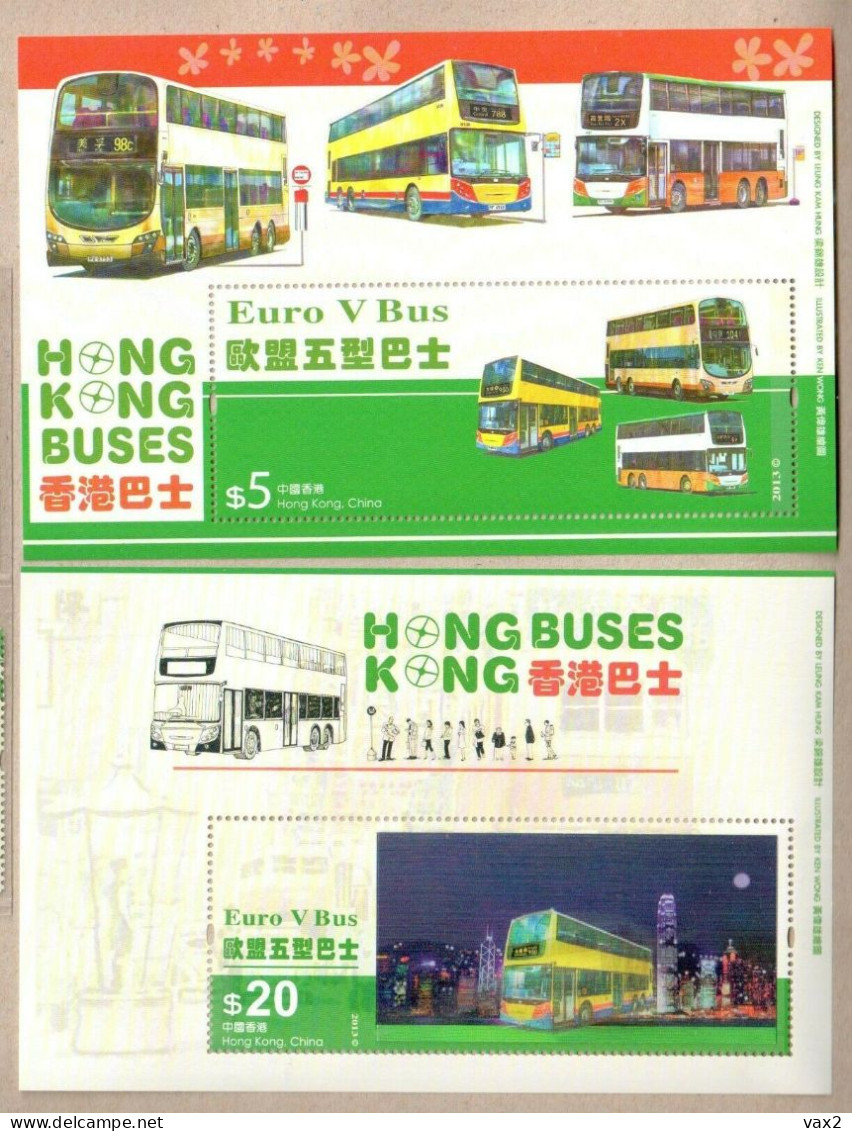 Hong Kong 2013 S#1592-1593 Hong Kong Buses M/S MNH Transport Landmark Unusual (lenticular, Moving) - Nuovi