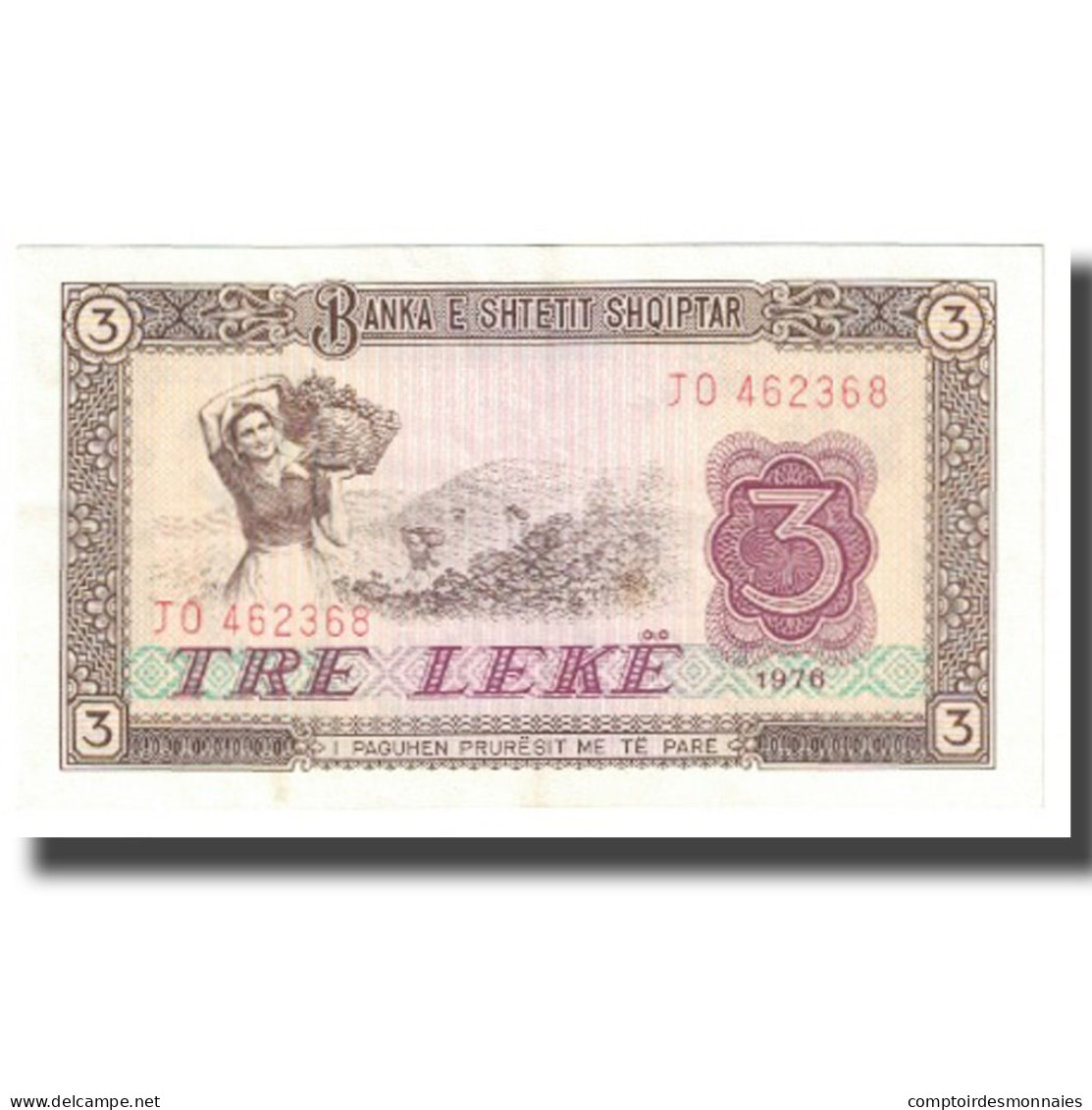 Billet, Albania, 3 Lekë, 1976, KM:41a, NEUF - Albanie