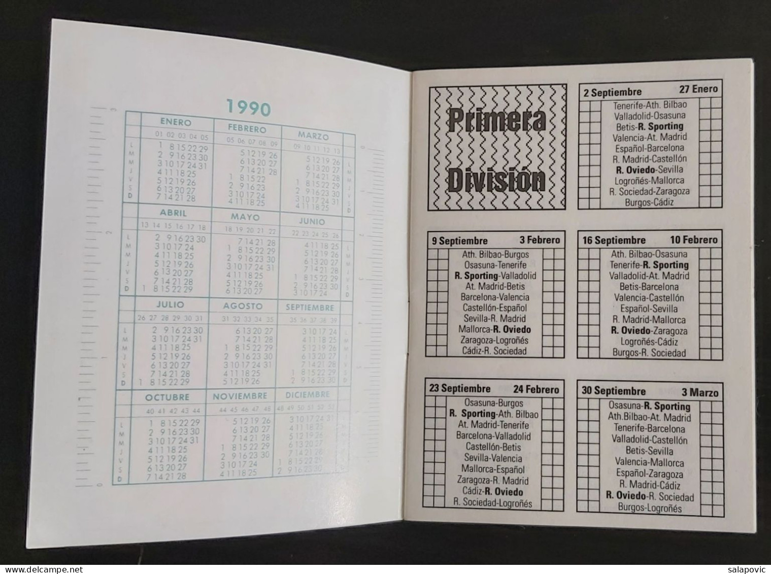 La Liga, Primera Division Season 1990/91, Football  fussball Futebol Soccer Calcio Spain, Booklet 10.4 X 7.8 Cm   SL-1 - Libri
