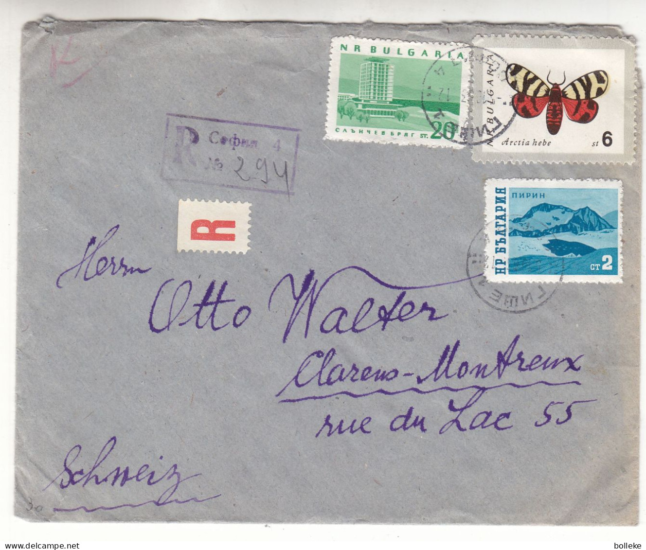 Bukgarie - Lettre Recom De 1964 ° - GF  - Oblit Sofia - Exp Vers Clarens Montreux - Insectes - - Covers & Documents