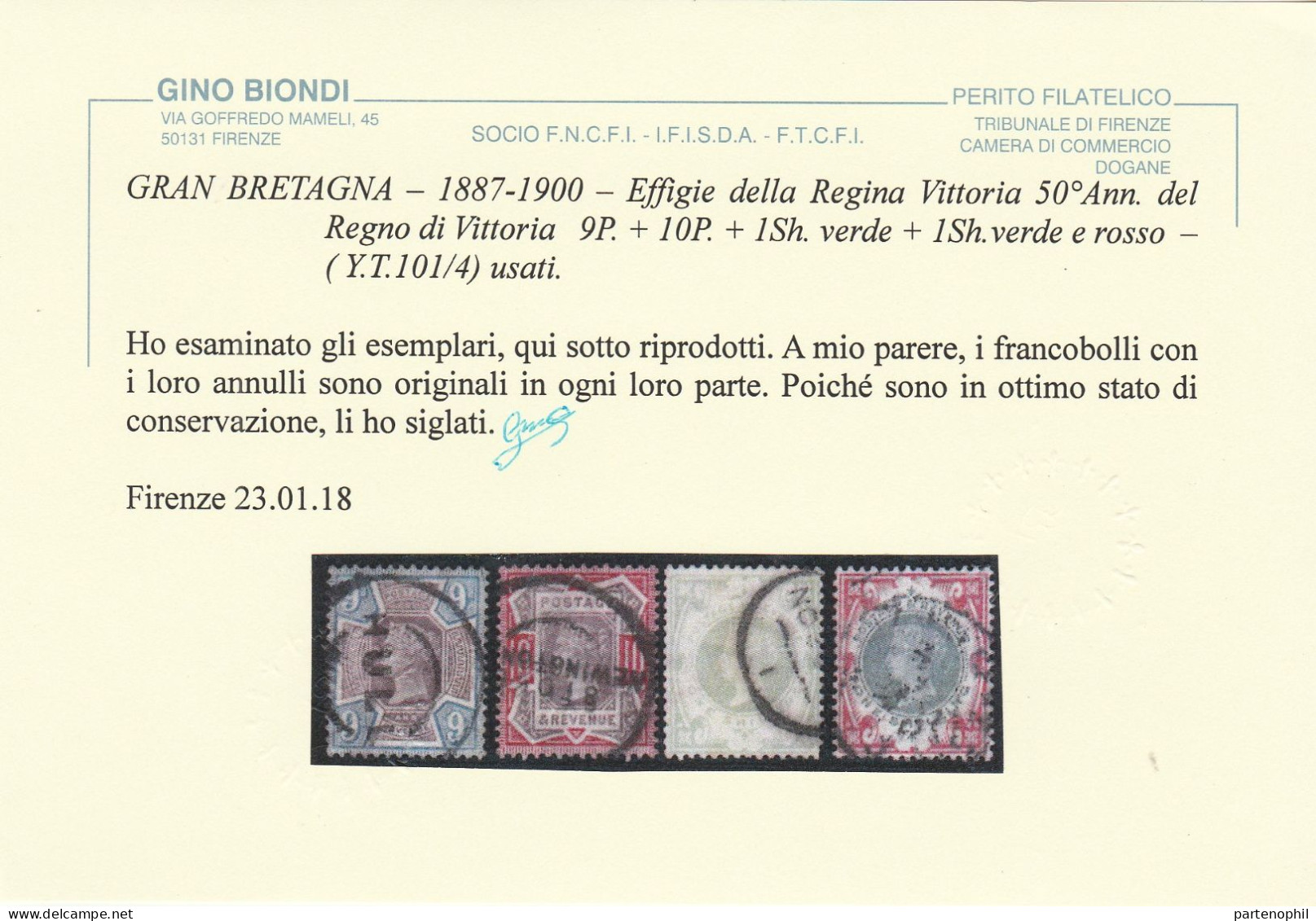 537 Gran Bretagna  1883-84 - Effige Della Regina Vittoria, 50° Anniversario Del Regno N. 91/104. Cert. Biondi. - Used Stamps