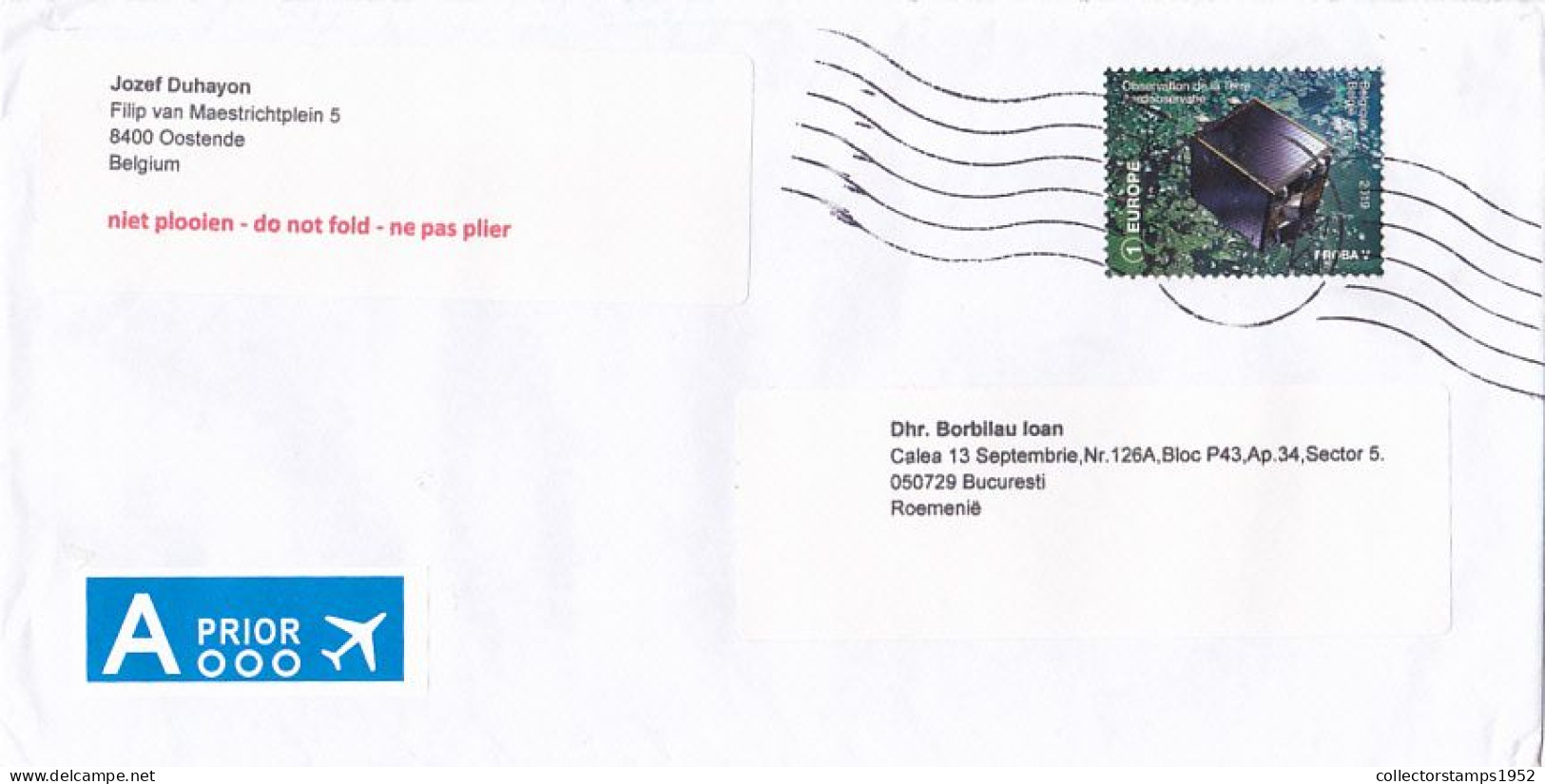 SPACE, FINE STAMPS ON COVER, 2022, BELGIUM - Covers & Documents