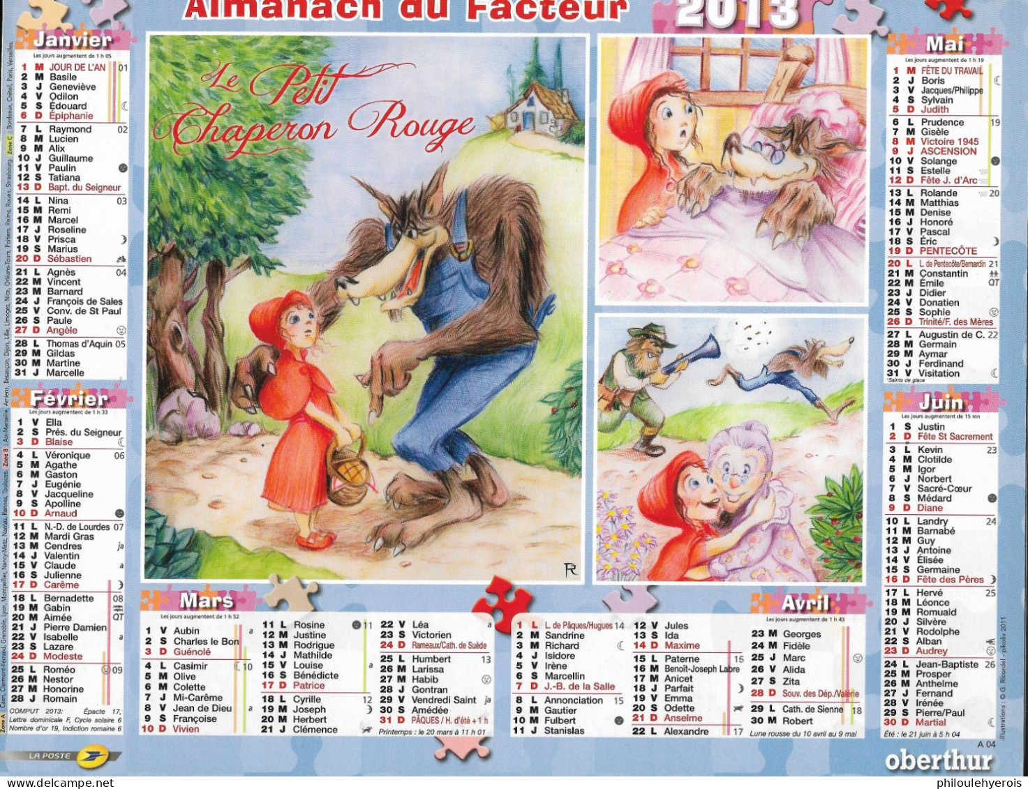 CALENDRIER 2013  PETIT CHAPERON ROUGE Et 3 PETITS COCHONS - Groot Formaat: 2001-...