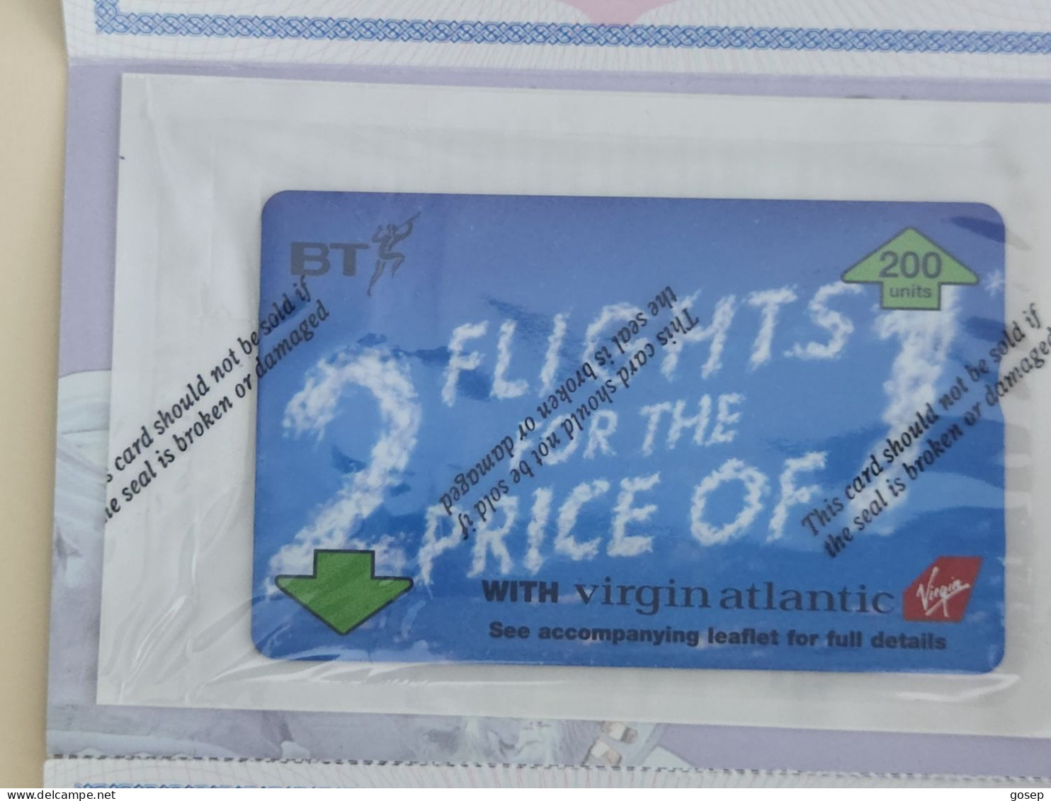 United Kingdom-(BTA144)-VIRGIN ATLANTIC-(238)(200units)(in Folder)price Cataloge30.00£-mint+1card Prepiad Free - BT Werbezwecke